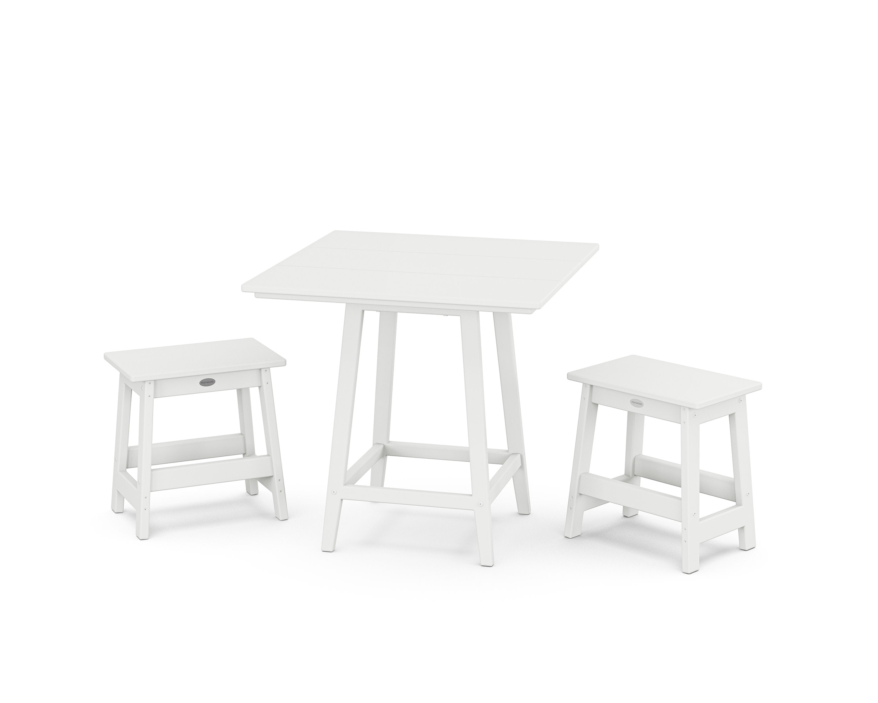 Modern Studio Stool 3-Piece Square Bistro Set in White