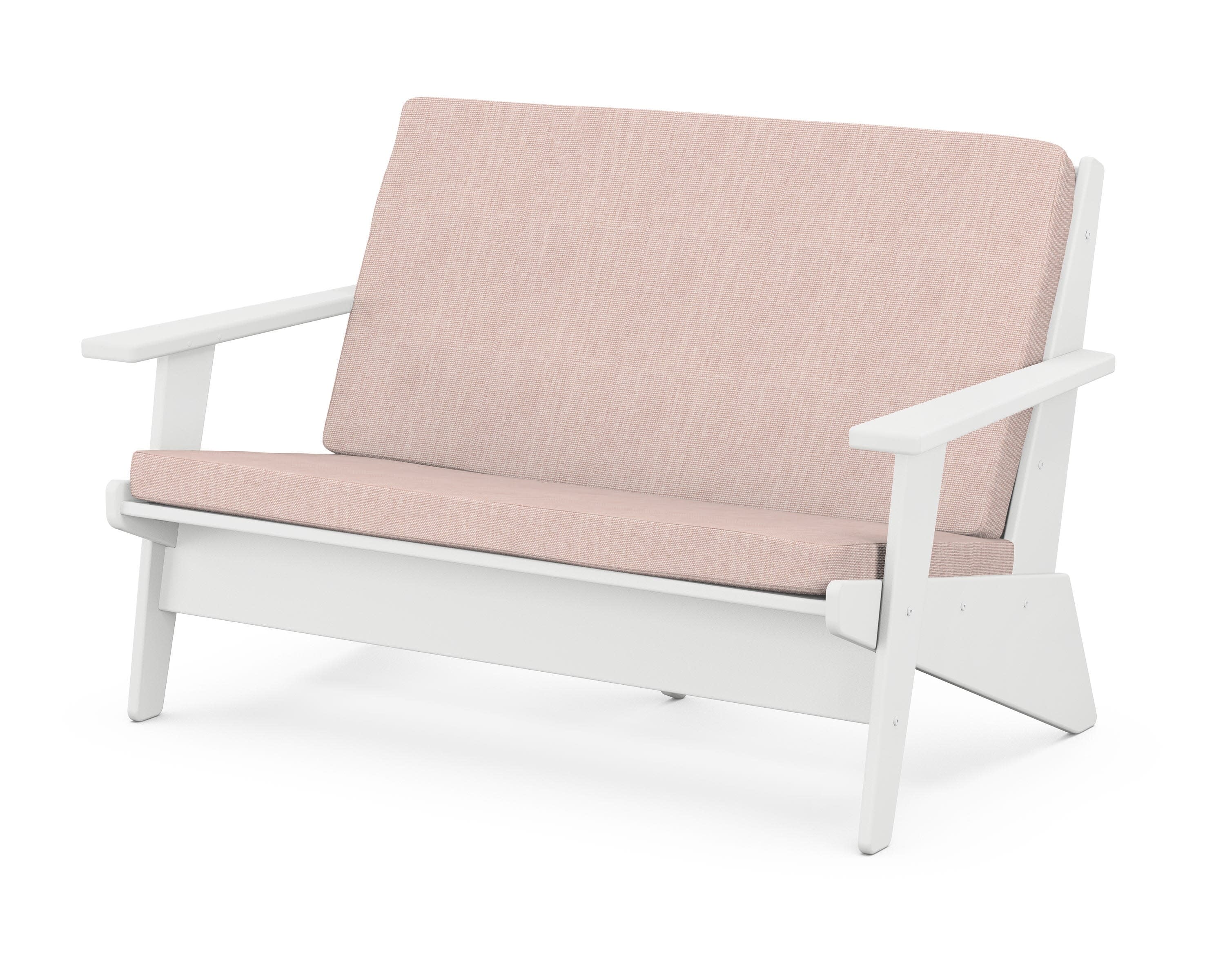 Riviera Modern Lounge Loveseat in White / Play Cameo