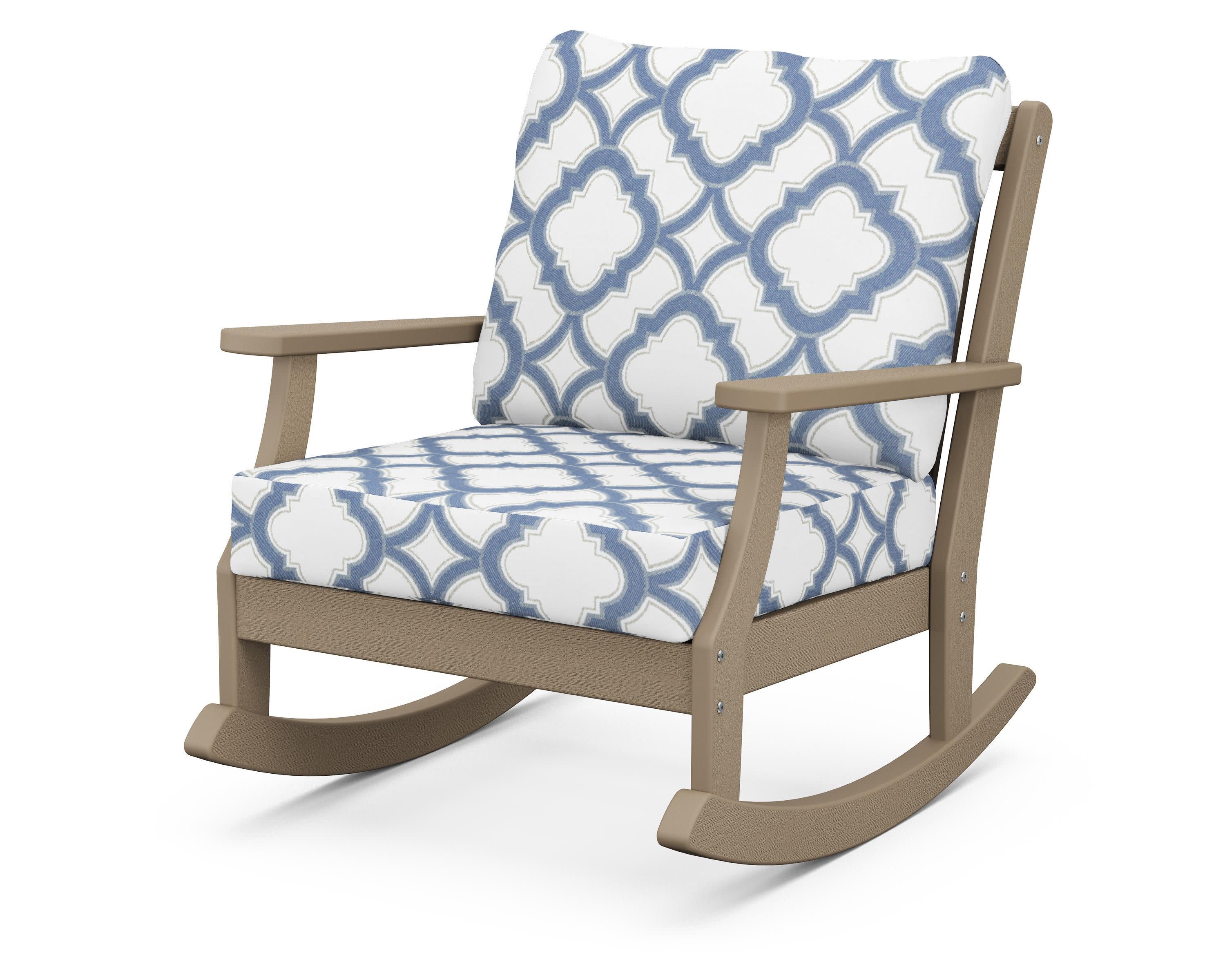 Braxton Deep Seating Rocking Chair in Vintage Sahara / Trellis Sky Blue