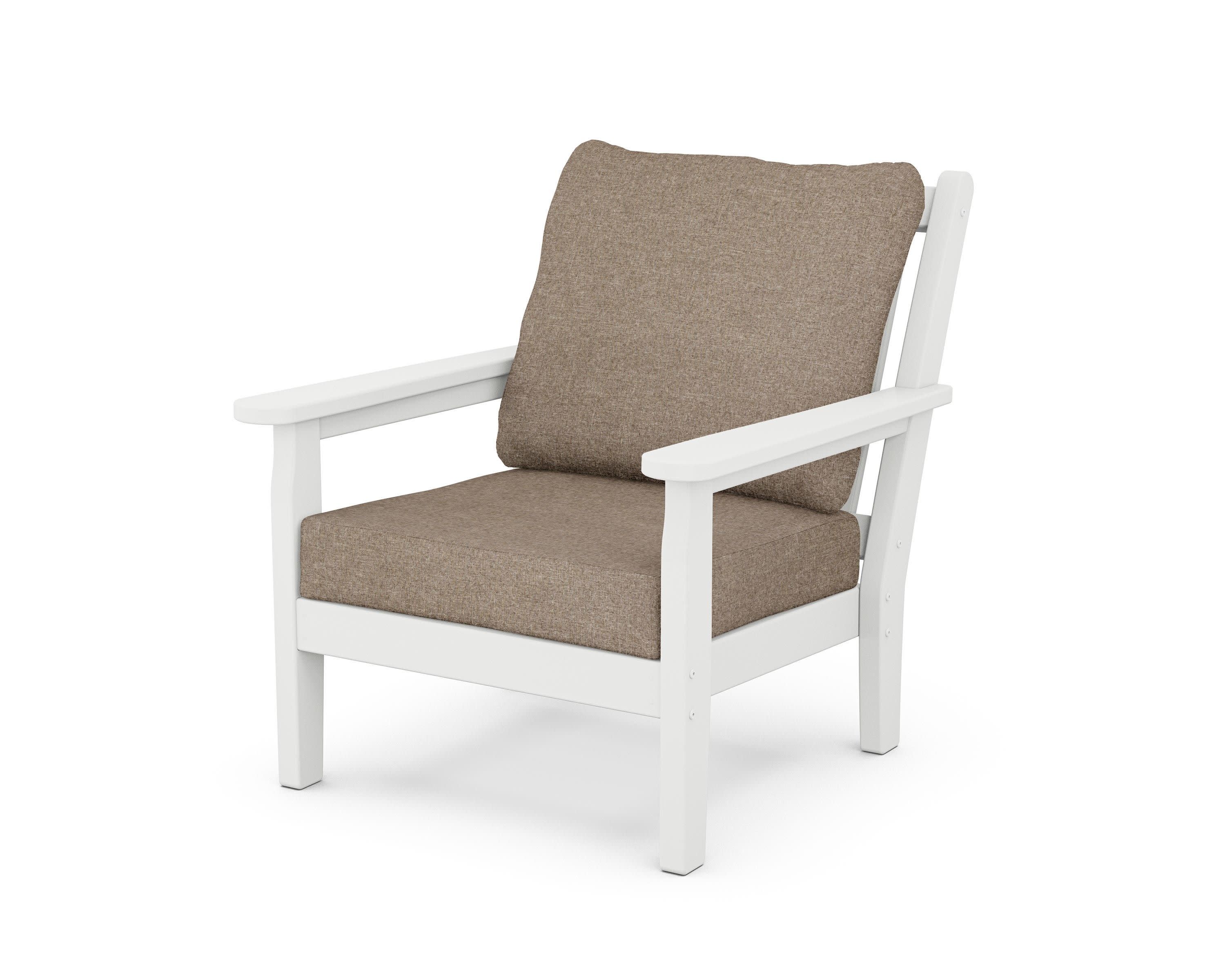 Chippendale Deep Seating Chair in White / Spiced Burlap