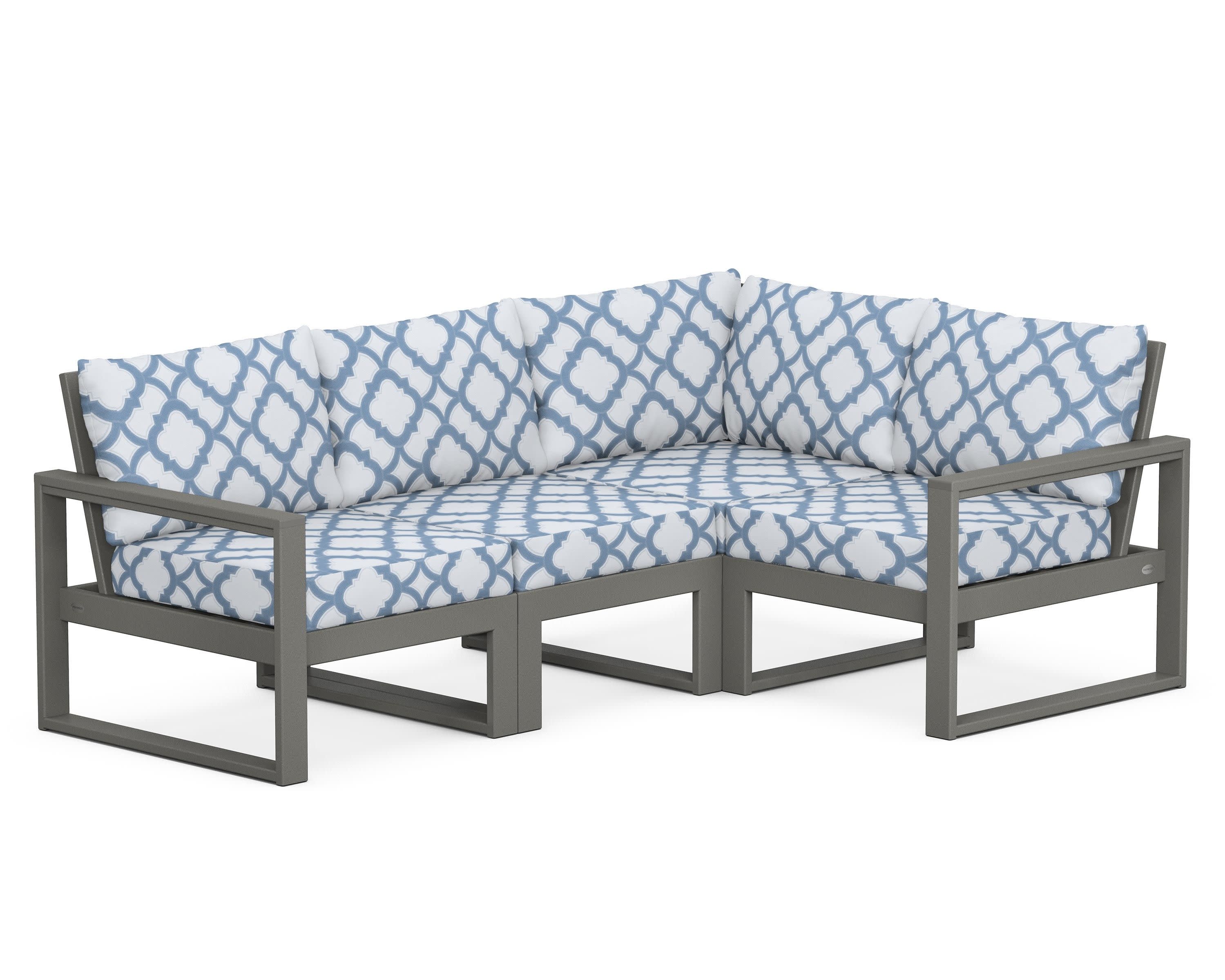 EDGE 4-Piece Modular Deep Seating Set in Slate Grey / Trellis Sky Blue
