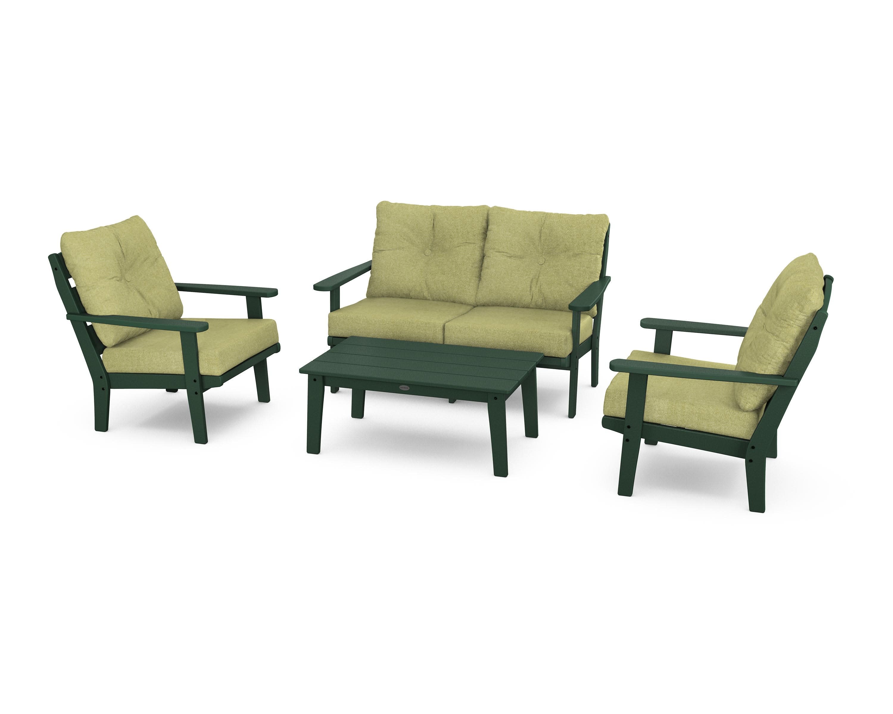 Lakeside 4-Piece Deep Seating Set in Green / Chartreuse Boucle