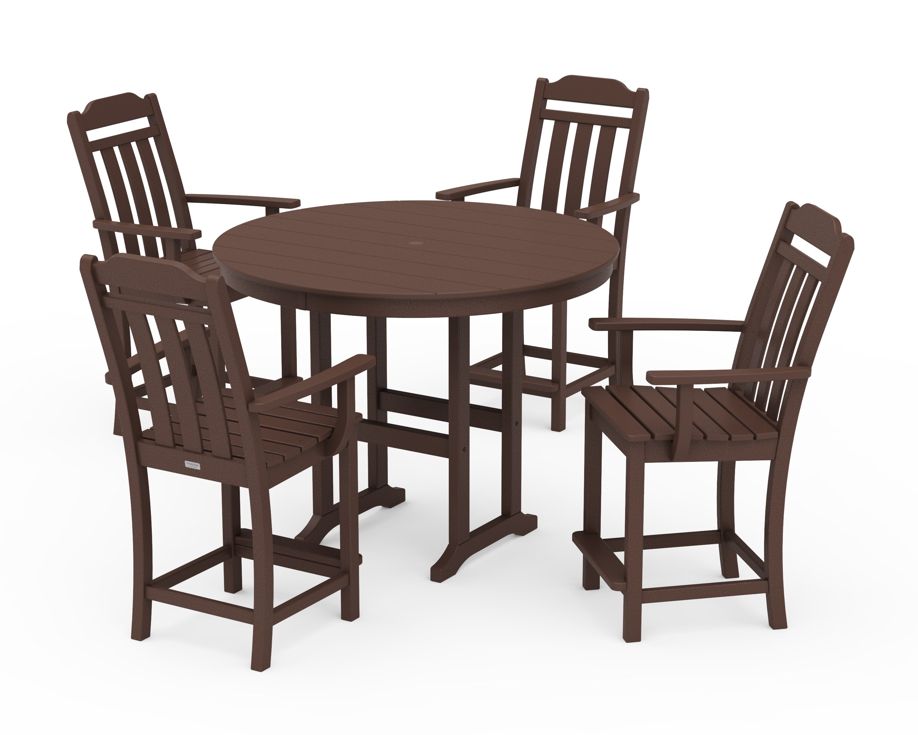 Cottage 5-Piece Round Farmhouse Counter Set in Mahogany