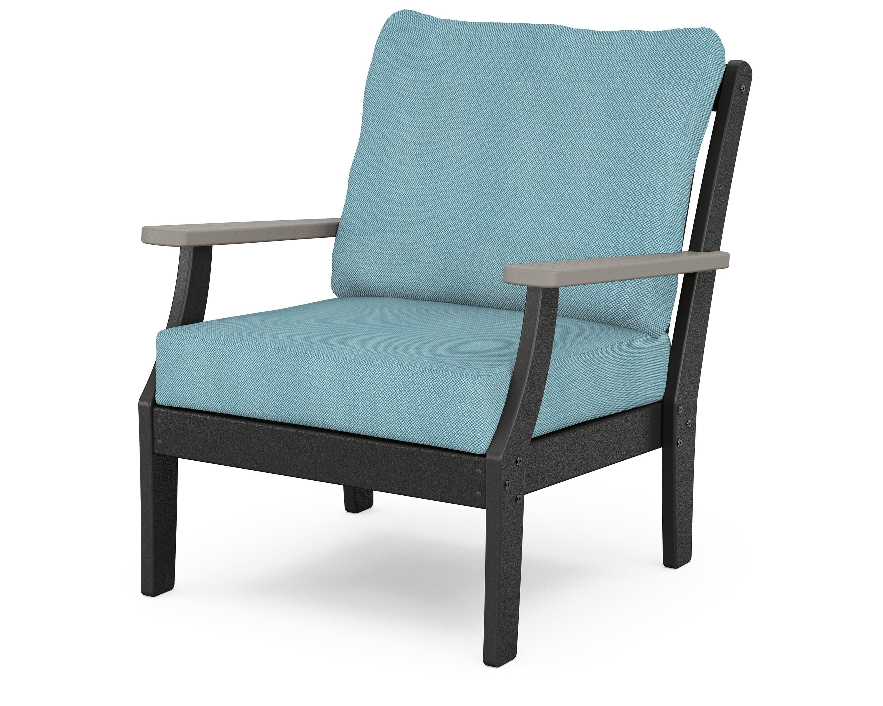Braxton Deep Seating Chair in Black / Driftwood / Lattice Sky Blue