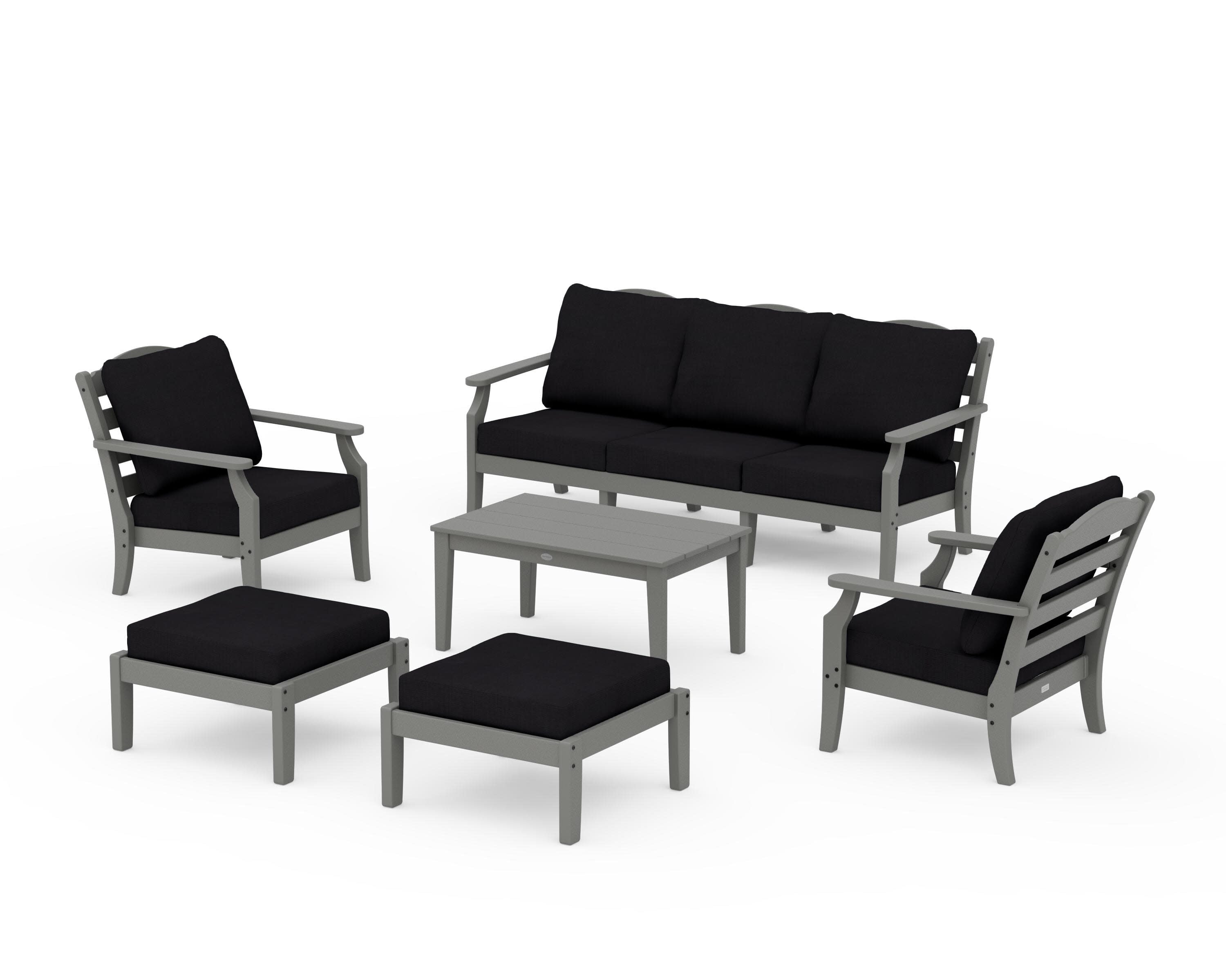 Savannah 6-Piece Lounge Sofa Set in Slate Grey / Midnight Linen