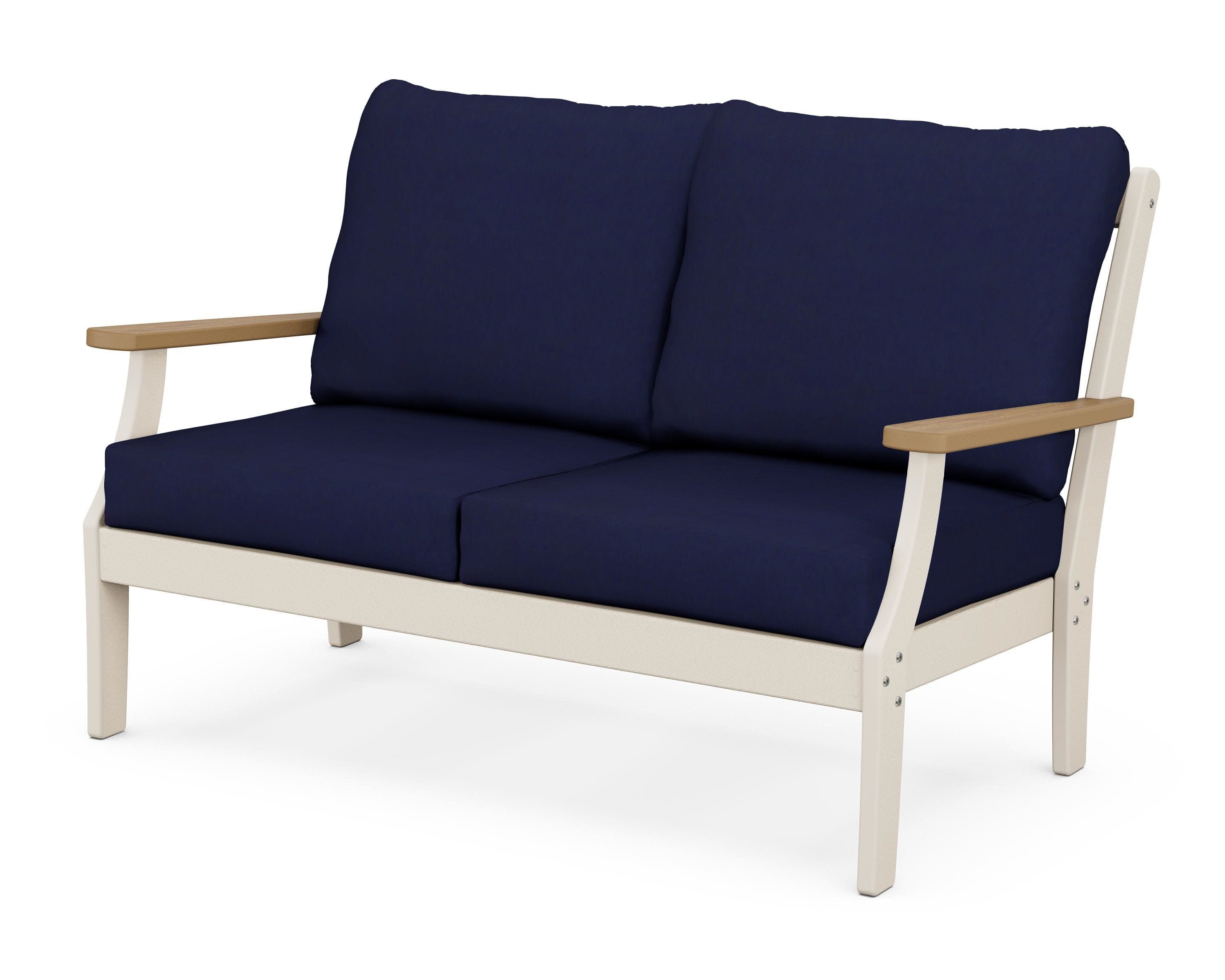Braxton Deep Seating Loveseat in Sand / Natural / Navy