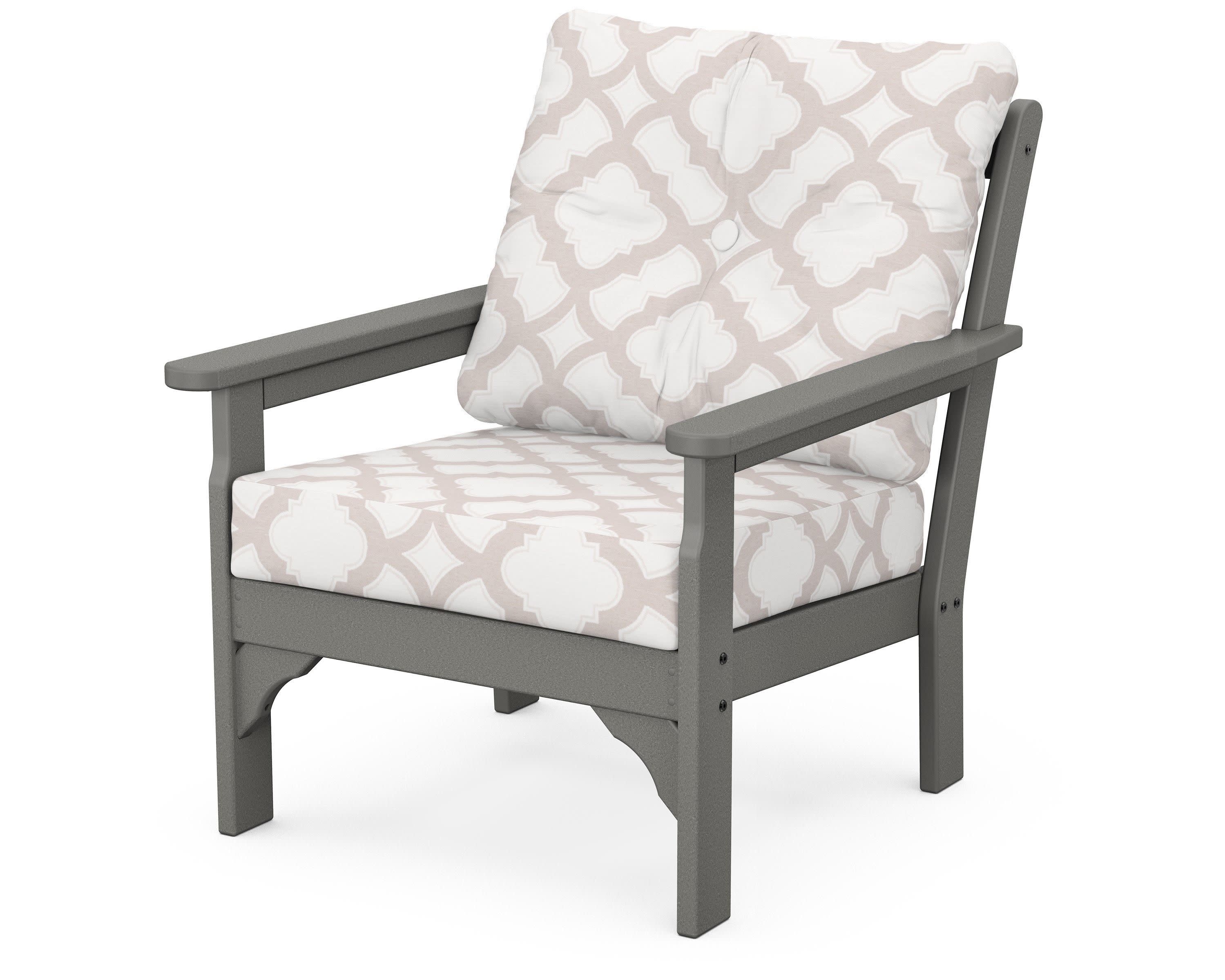 Vineyard Deep Seating Chair in Slate Grey / Trellis Dune Burlap