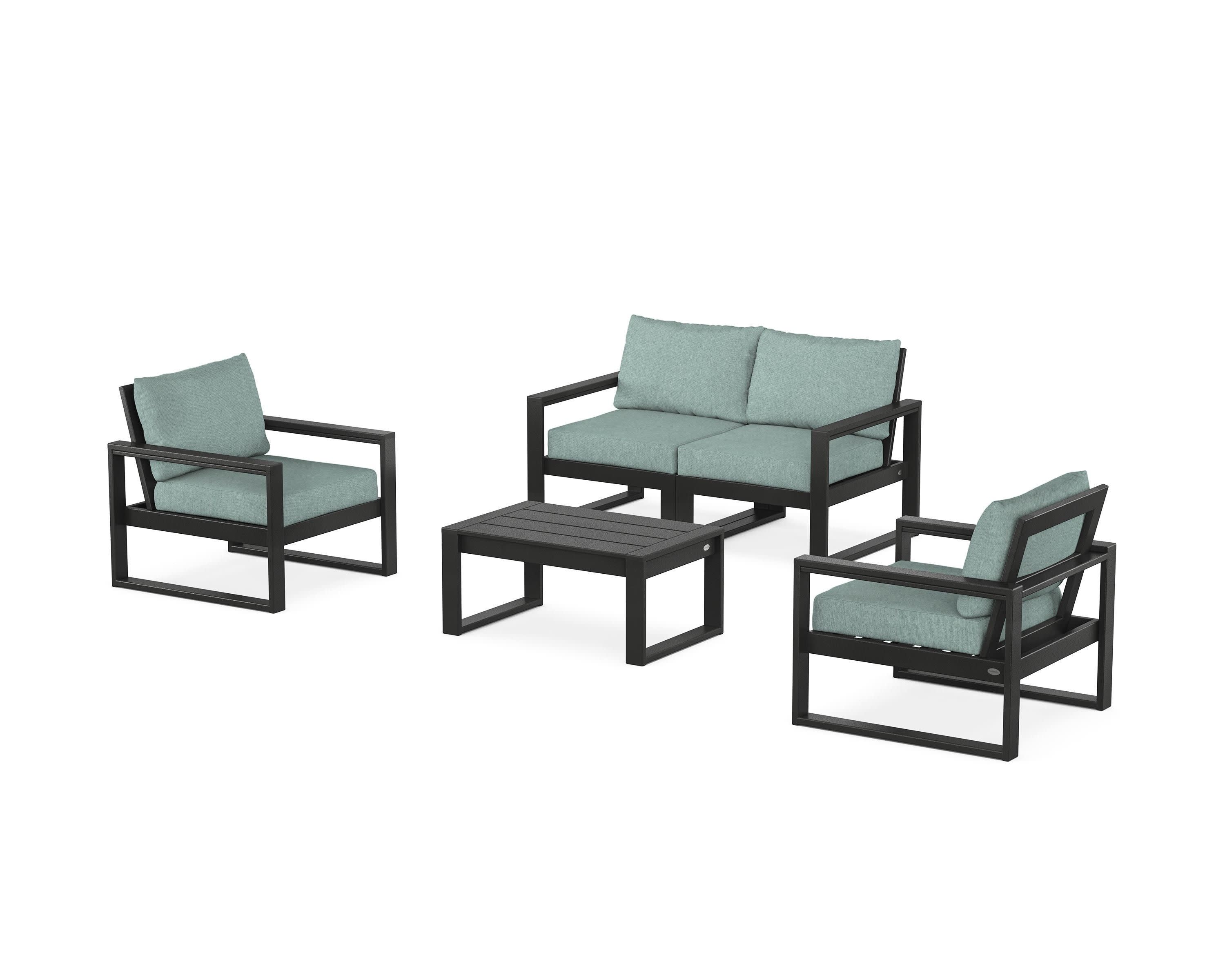 EDGE Sectional 4-Piece Deep Seating Set with Loveseat in Black / Glacier Spa