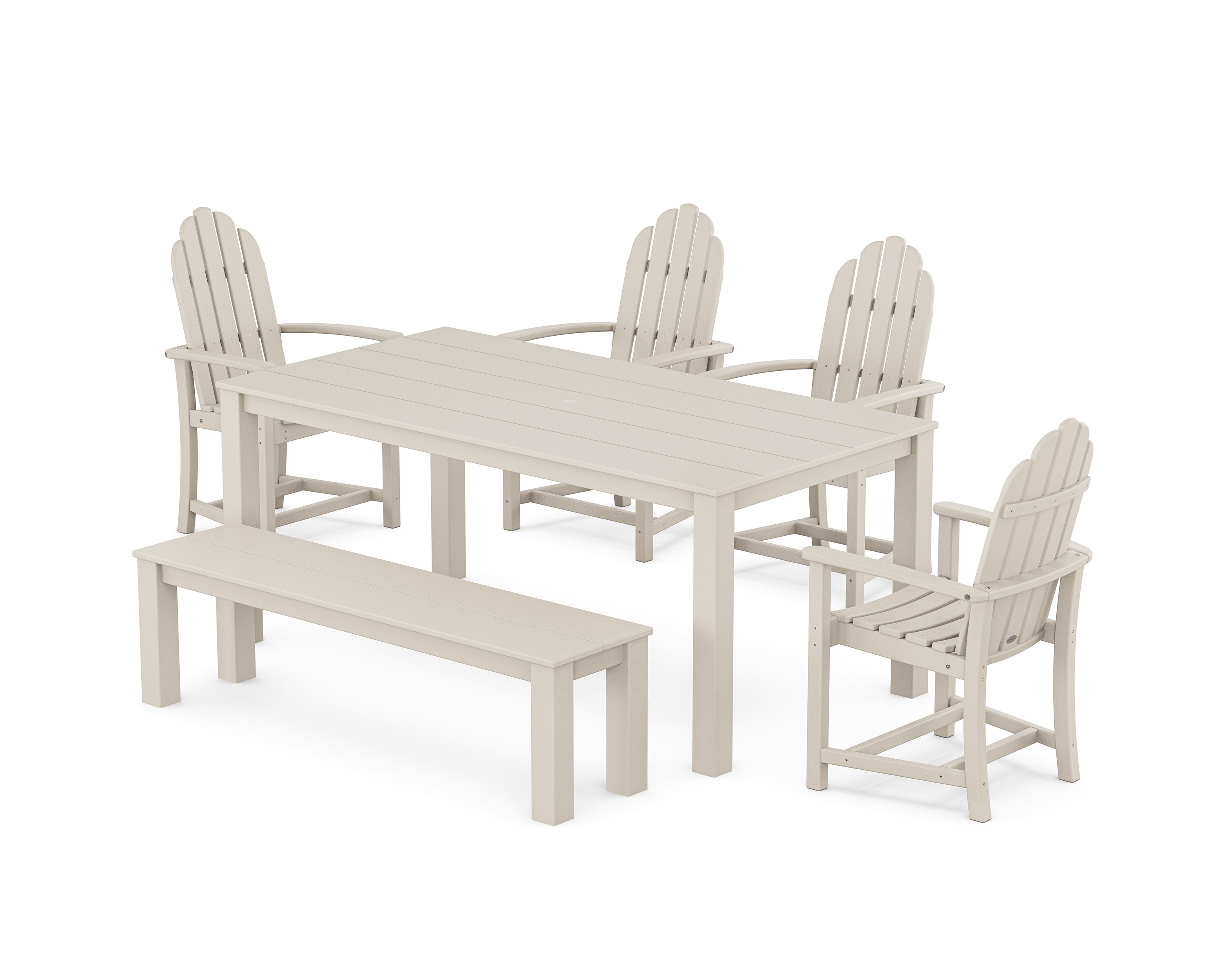 Classic Adirondack 6-Piece Parsons Dining Set with Bench in Sand