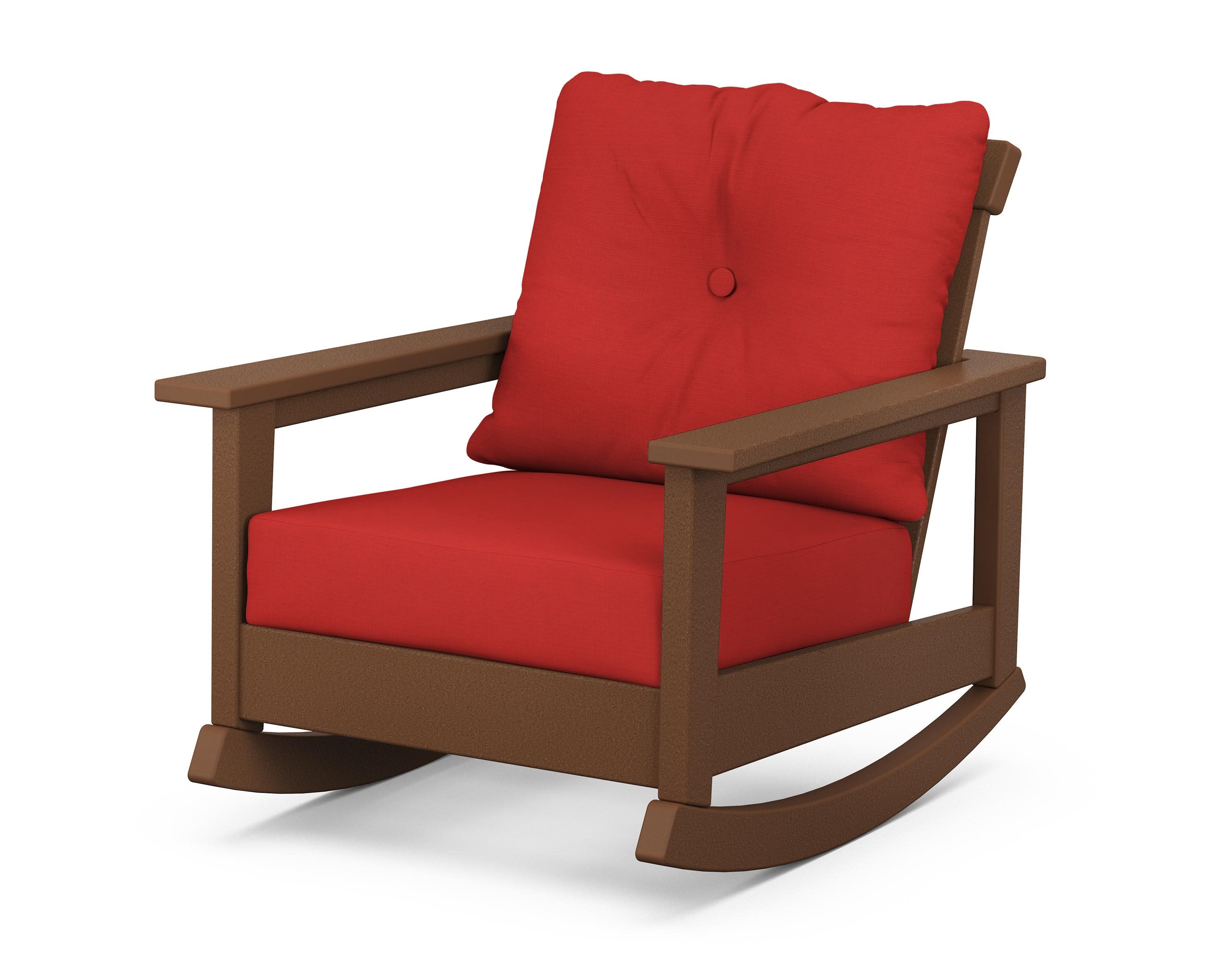 Prescott Deep Seating Rocking Chair in Teak / Crimson Linen