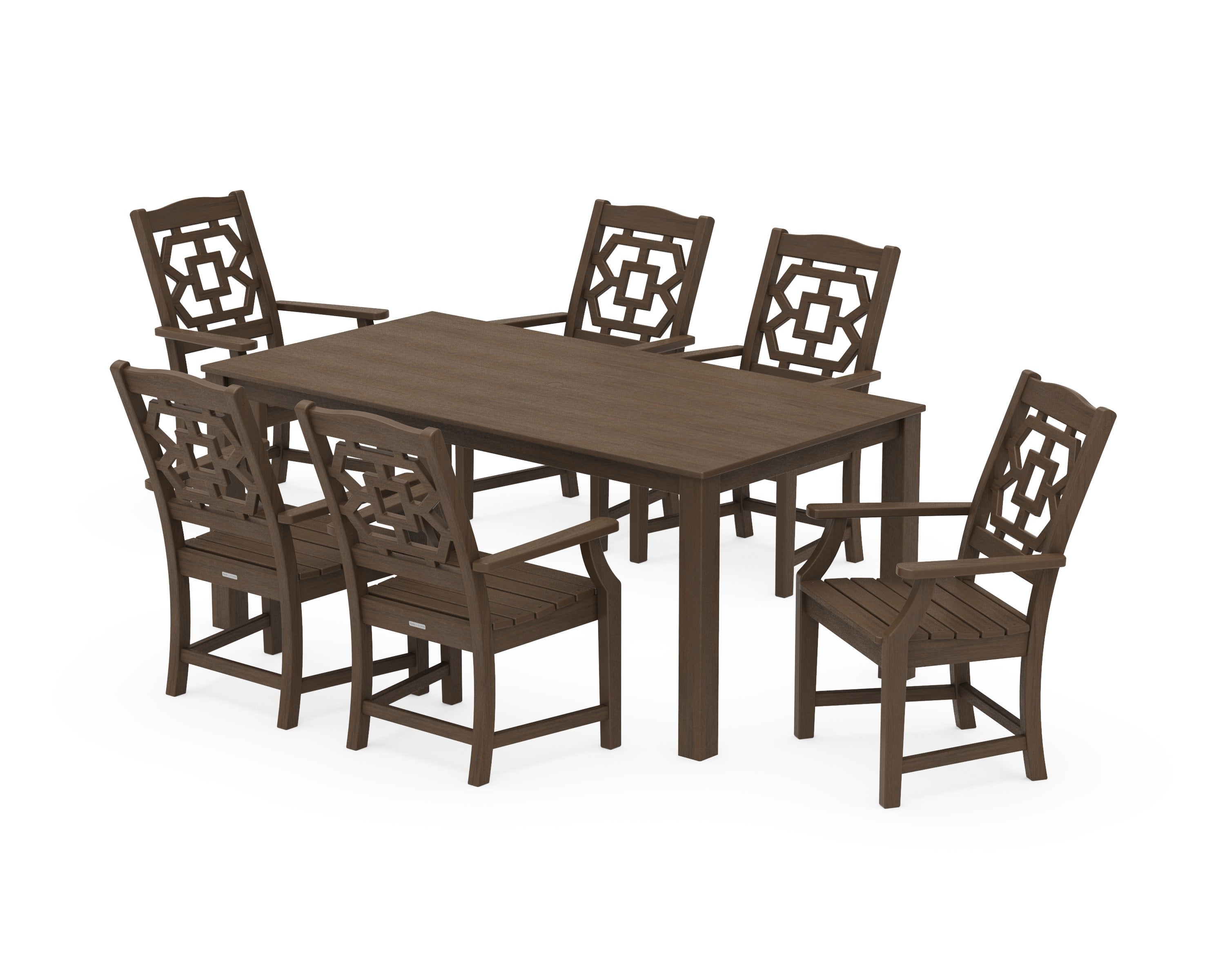 Chinoiserie Arm Chair 7-Piece Parsons Dining Set in Kona