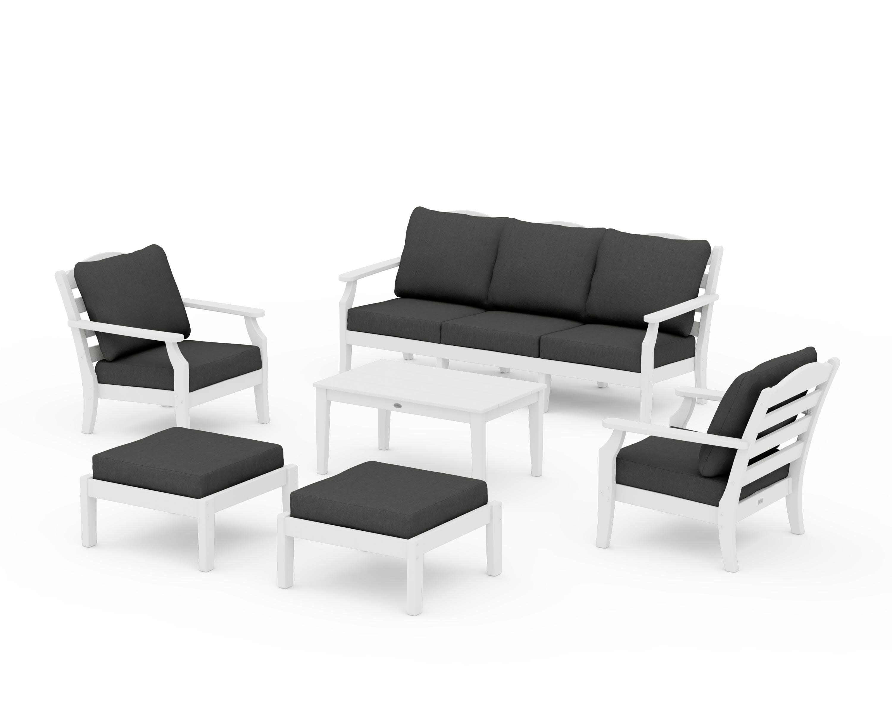 Savannah 6-Piece Lounge Sofa Set in White / Spectrum Carbon