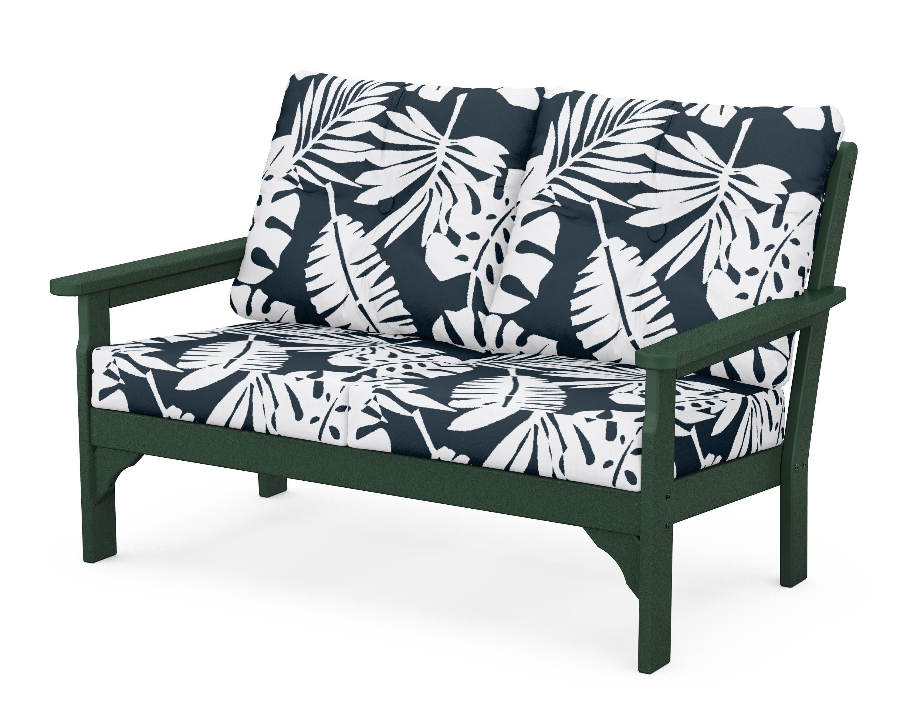 Vineyard Deep Seating Loveseat in Green / Leaf Marine Indigo