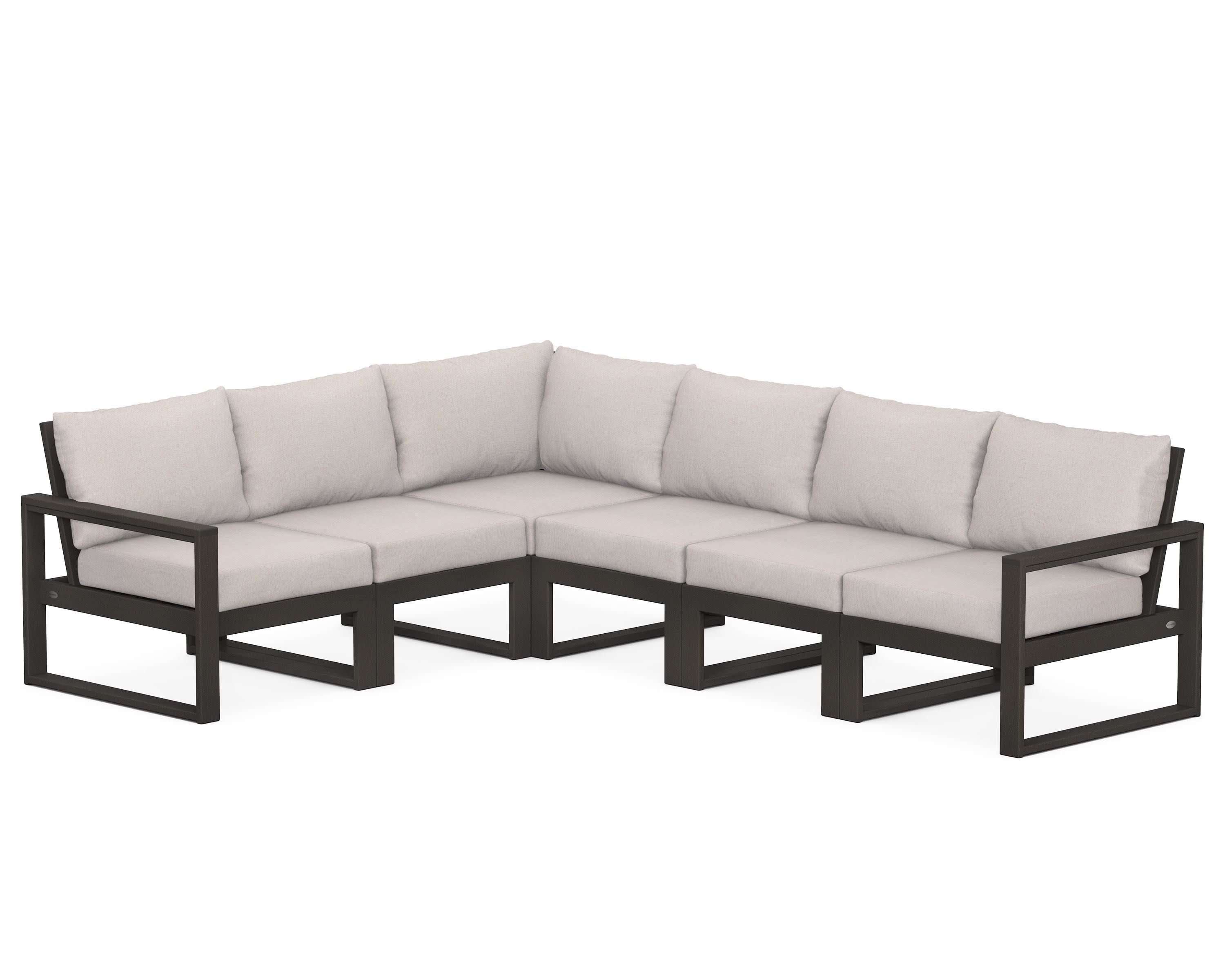 EDGE 6-Piece Modular Deep Seating Set in Vintage Coffee / Dune Burlap