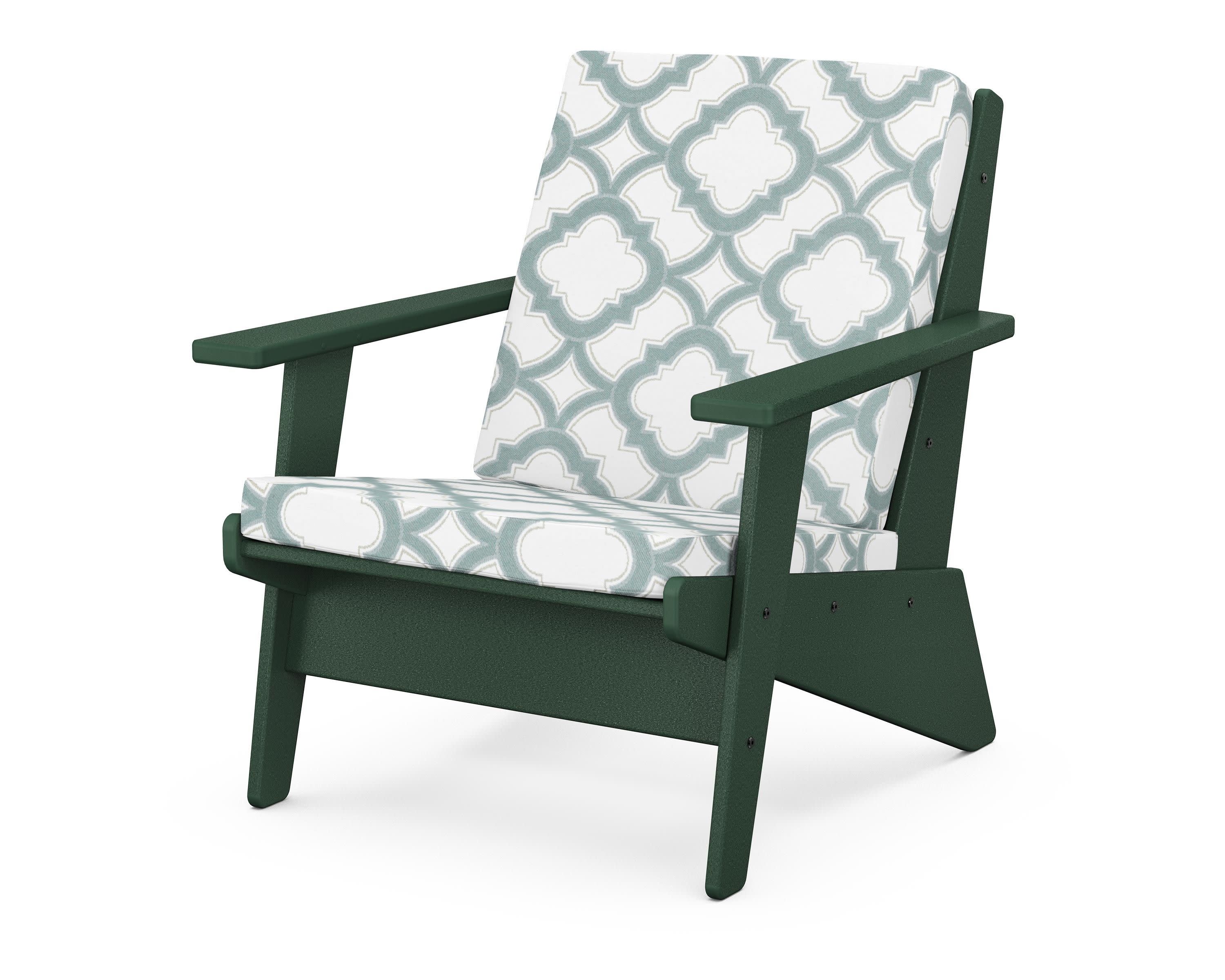 Riviera Modern Lounge Chair in Green / Trellis Glacier Spa