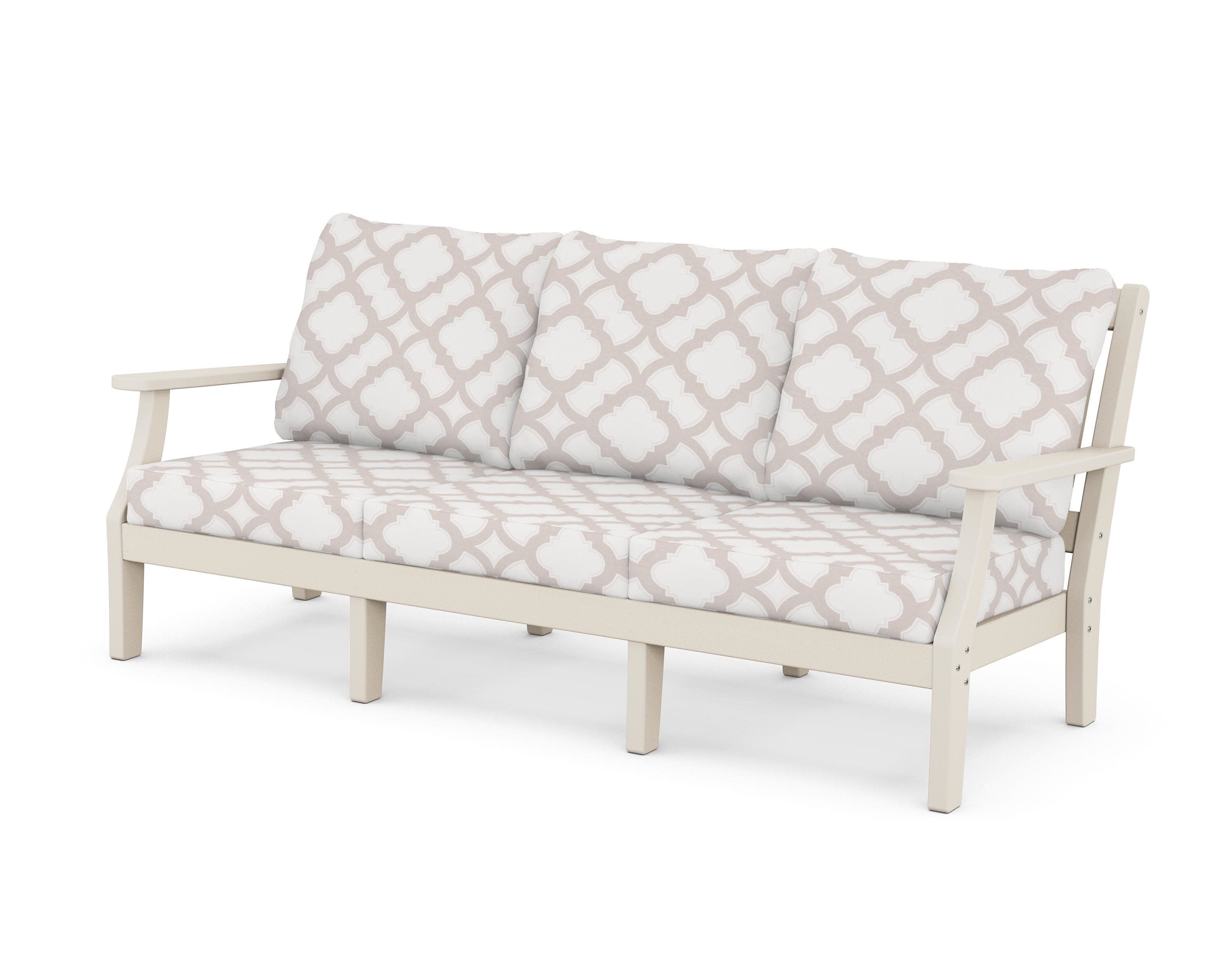 Chinoiserie Deep Seating Sofa in Sand / Trellis Dune Burlap
