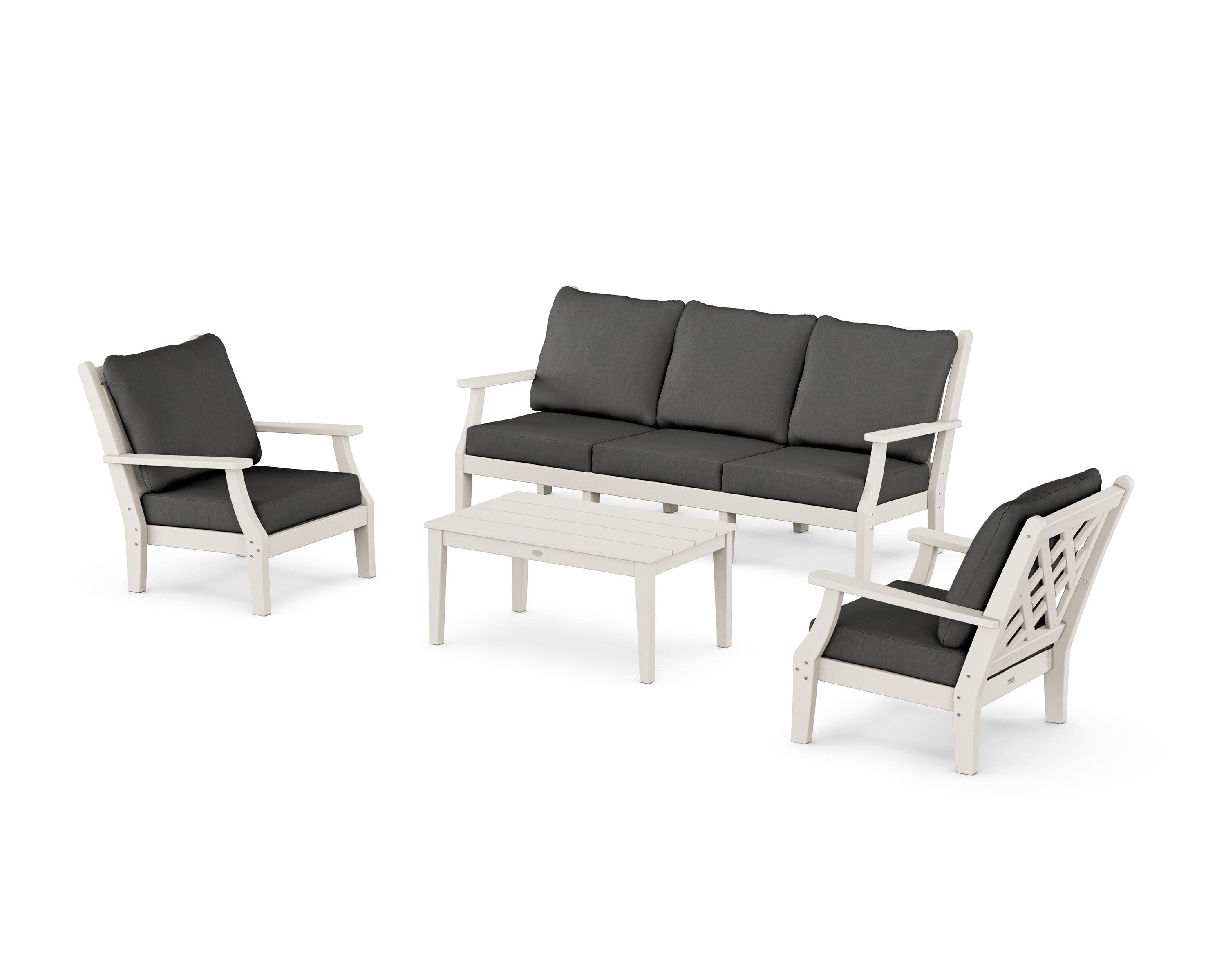 Wovendale 4-Piece Deep Seating Set with Sofa in Sand / Spectrum Carbon