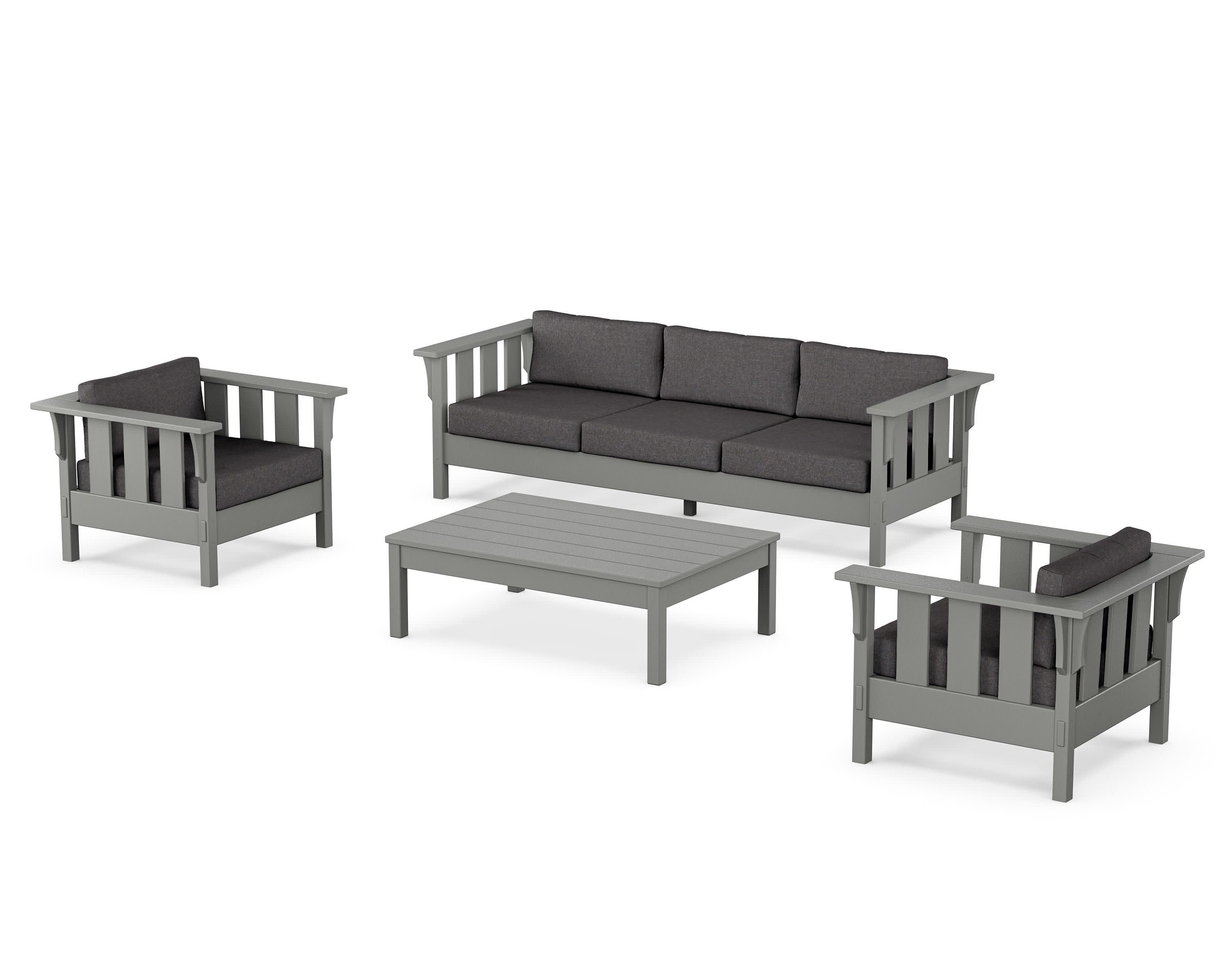 Acadia 4-Piece Deep Seating Set with Sofa in Slate Grey / Ash Charcoal