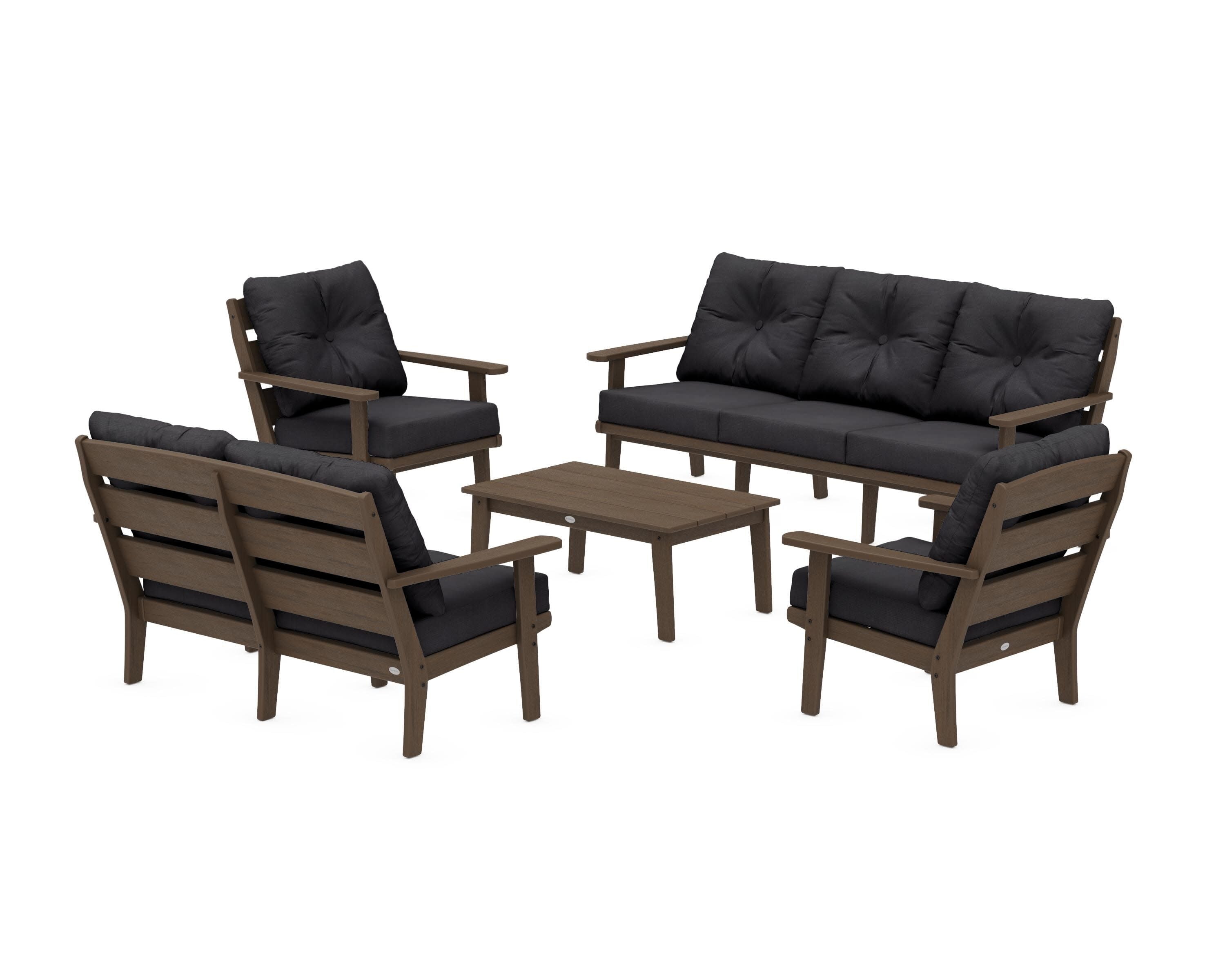 Lakeside 5-Piece Lounge Sofa Set in Kona / Midnight Linen