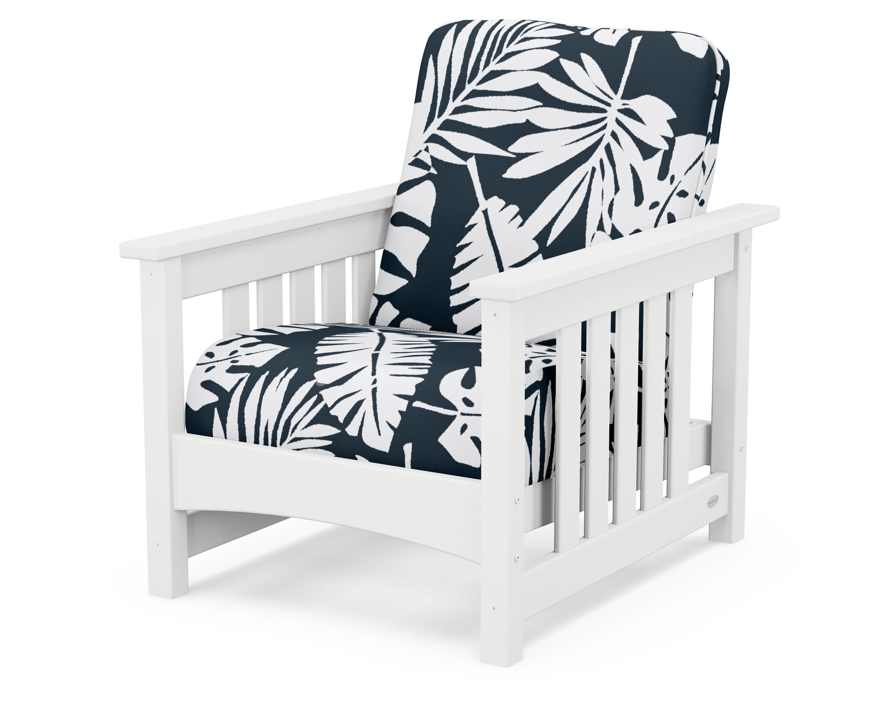 Club Mission Chair in White / Leaf Marine Indigo