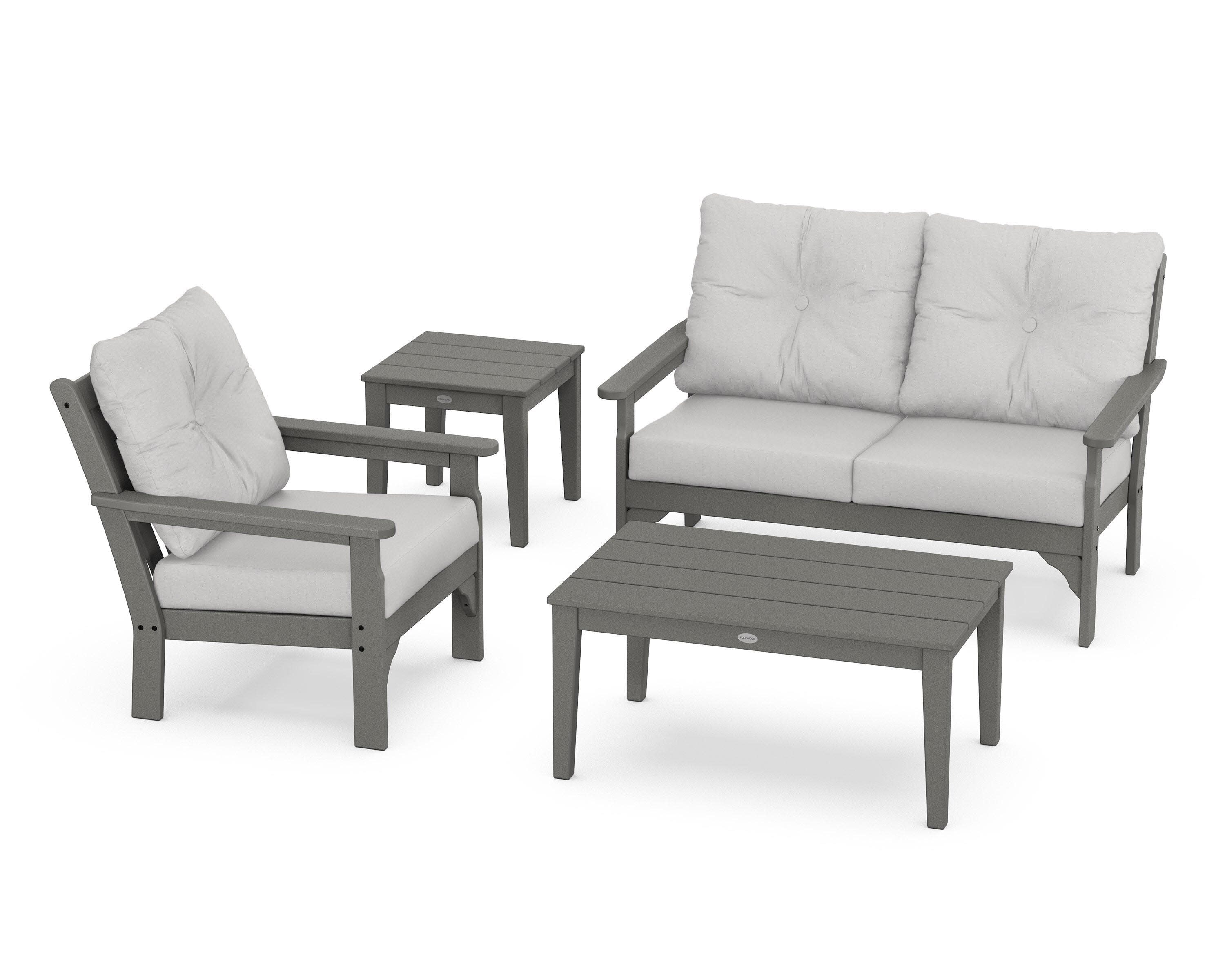 Vineyard 4-Piece Deep Seating Set in Slate Grey / Diamond in the Rough