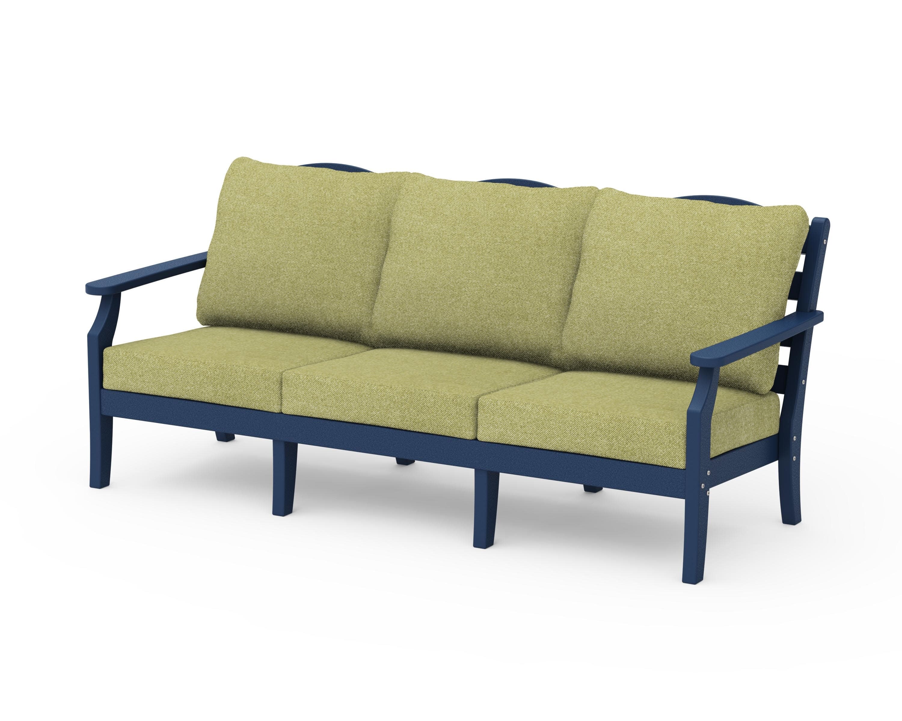 Savannah Deep Seating Sofa in Navy / Chartreuse Boucle