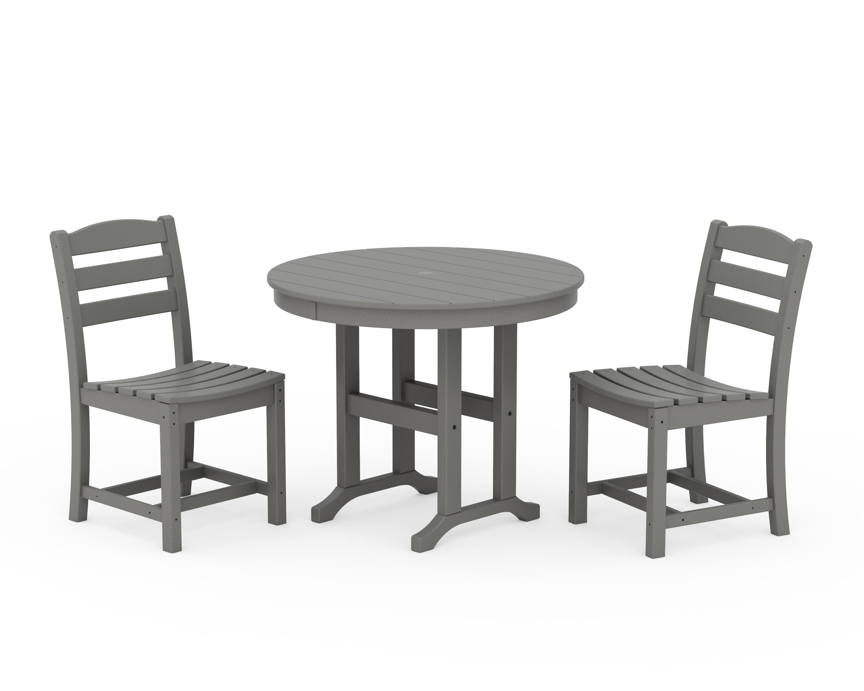 La Casa Caf Side Chair 3-Piece Round Dining Set in Slate Grey