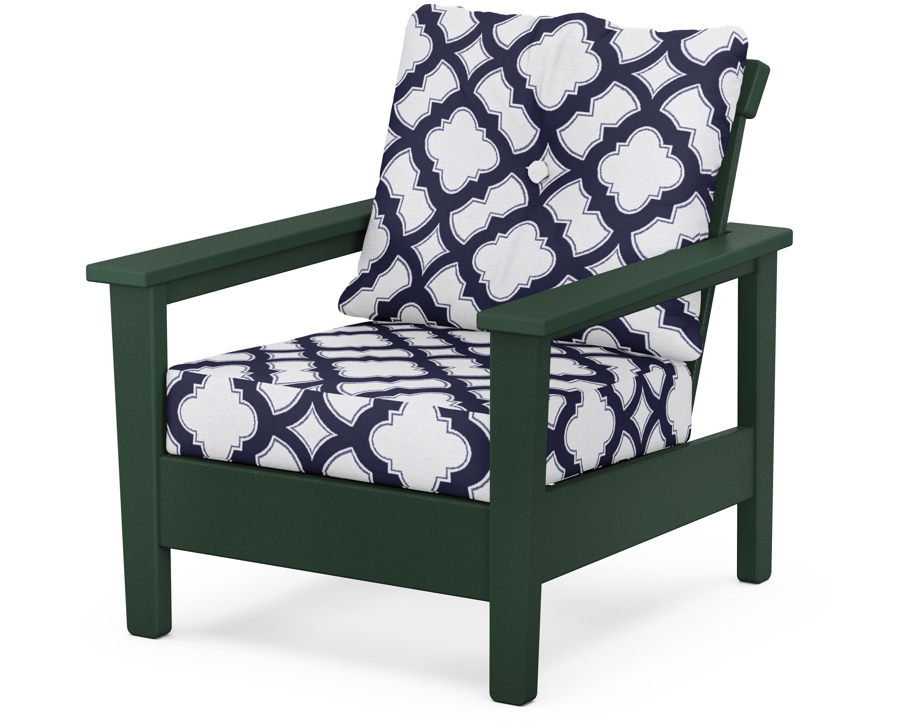 Prescott Deep Seating Chair in Green / Trellis Navy