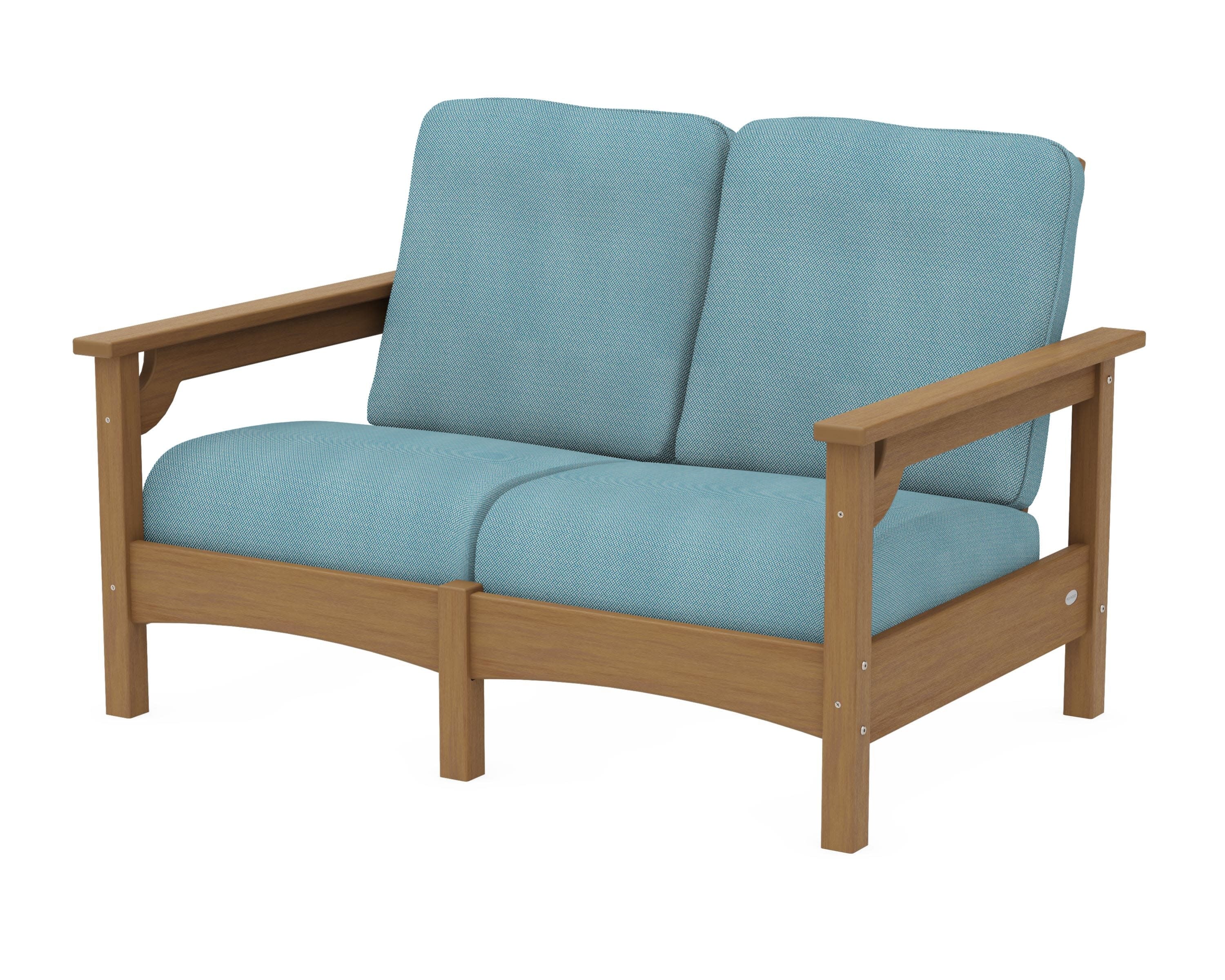 Club Loveseat in Natural / Lattice Sky Blue