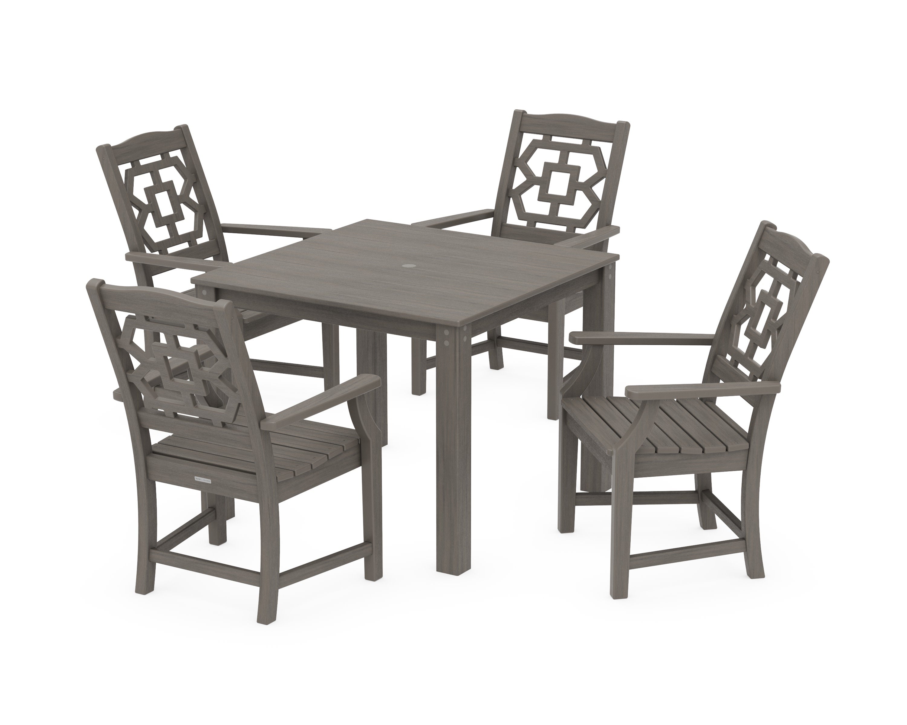 Chinoiserie 5-Piece Parsons Dining Set in Driftwood