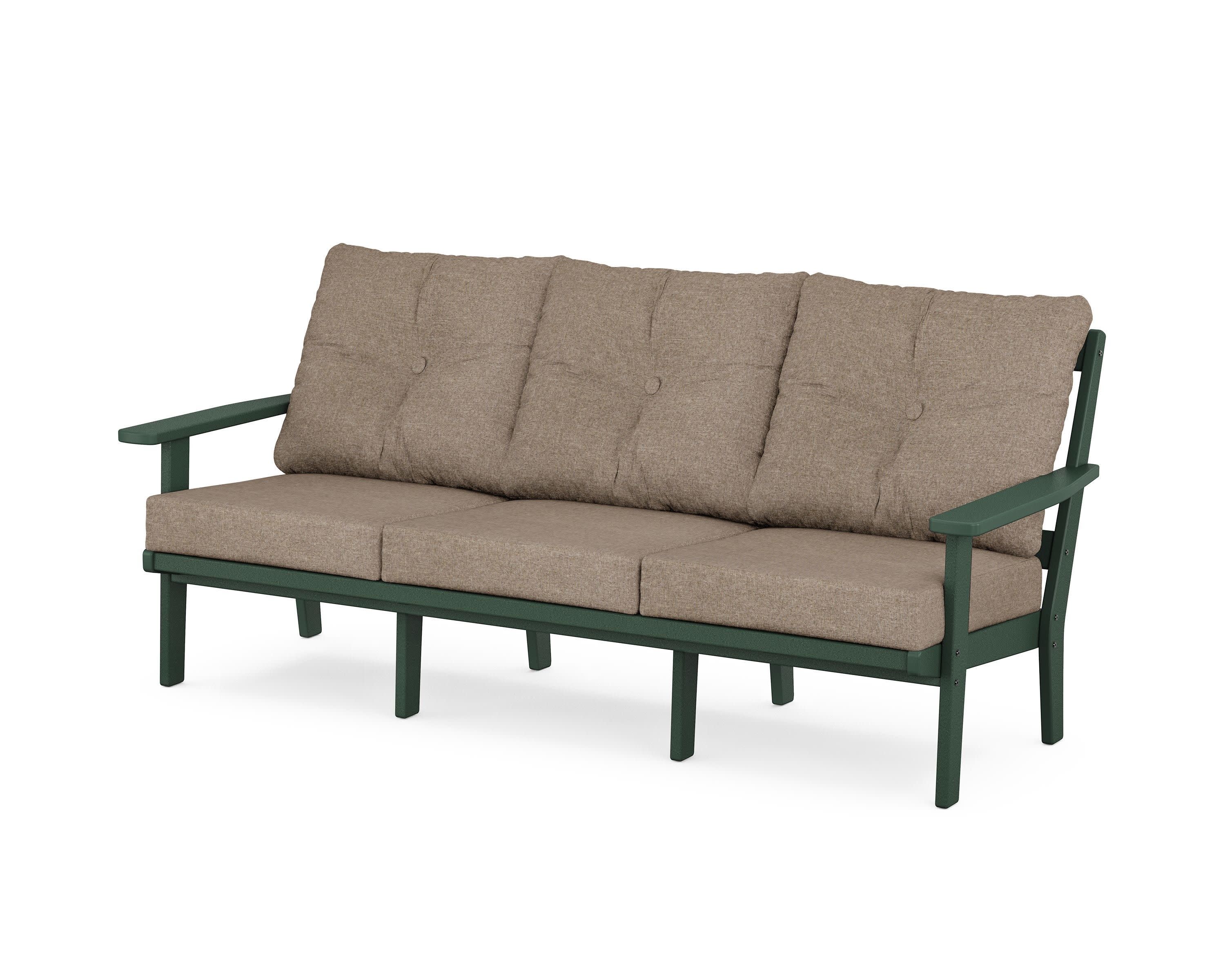 PrairieDeep Seating Sofa in Green / Spiced Burlap