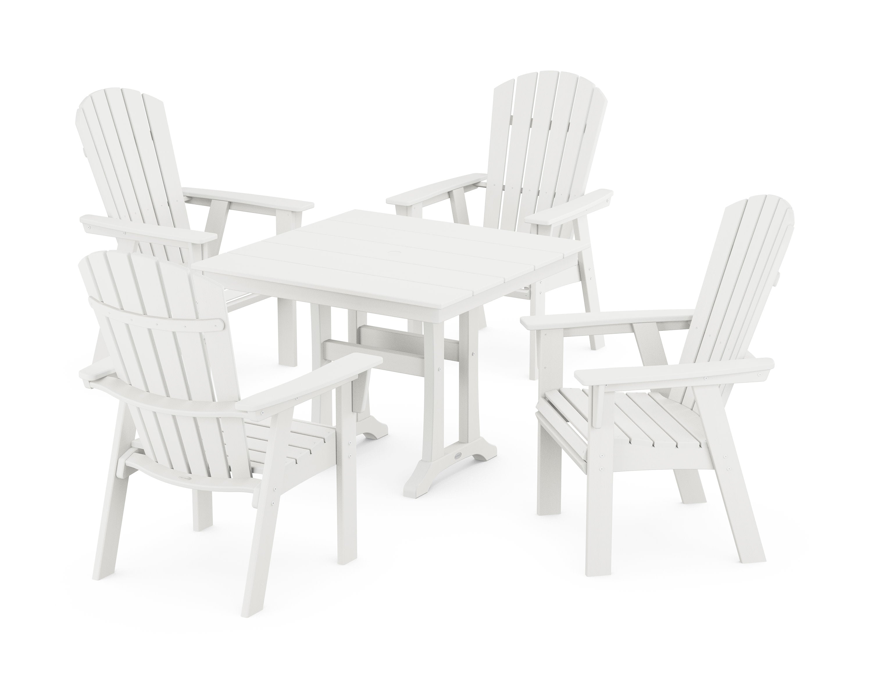 Nautical Adirondack 5-Piece Farmhouse Dining Set With Trestle Legs in Vintage White
