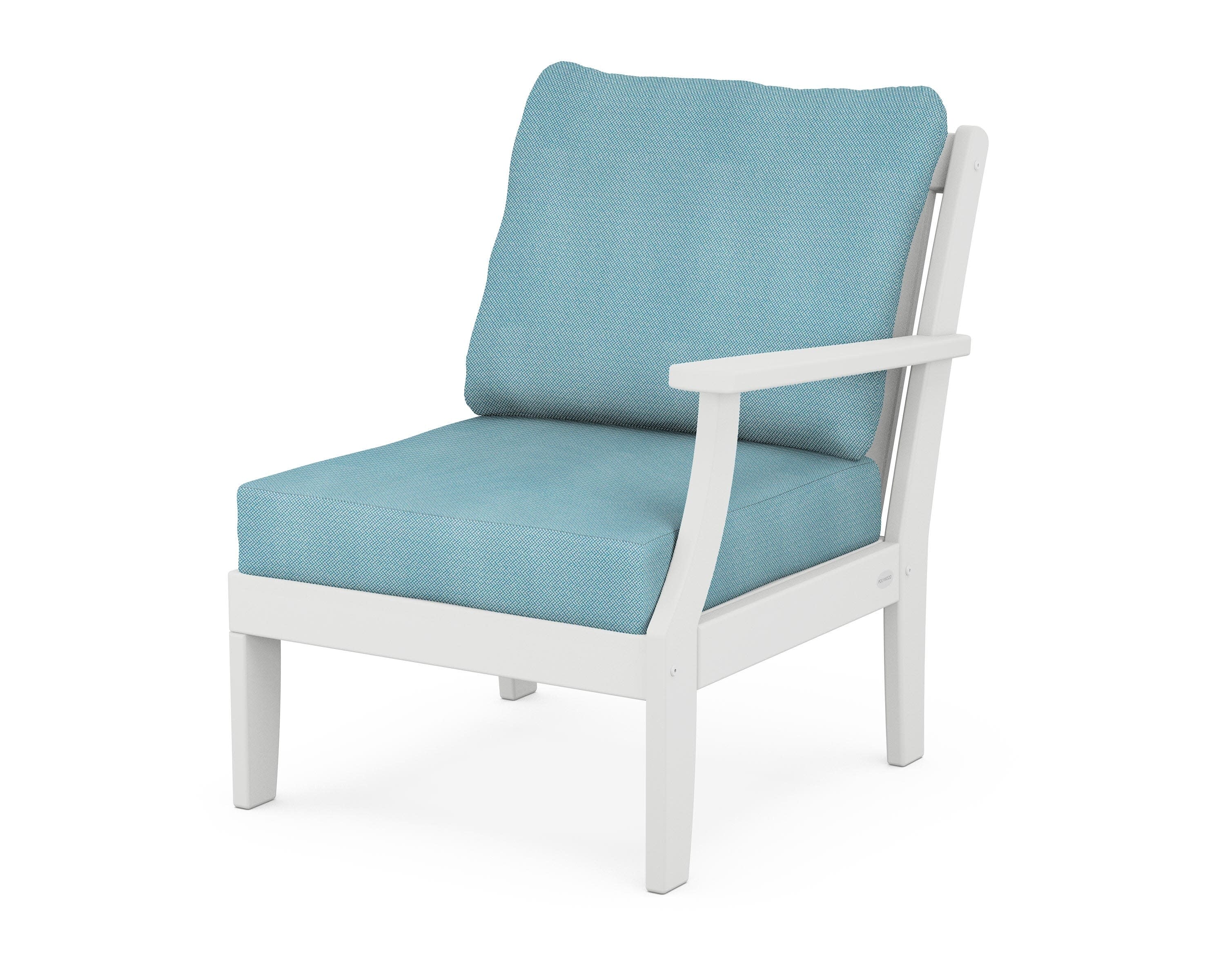 Braxton Modular Right Arm Chair in White / Lattice Sky Blue