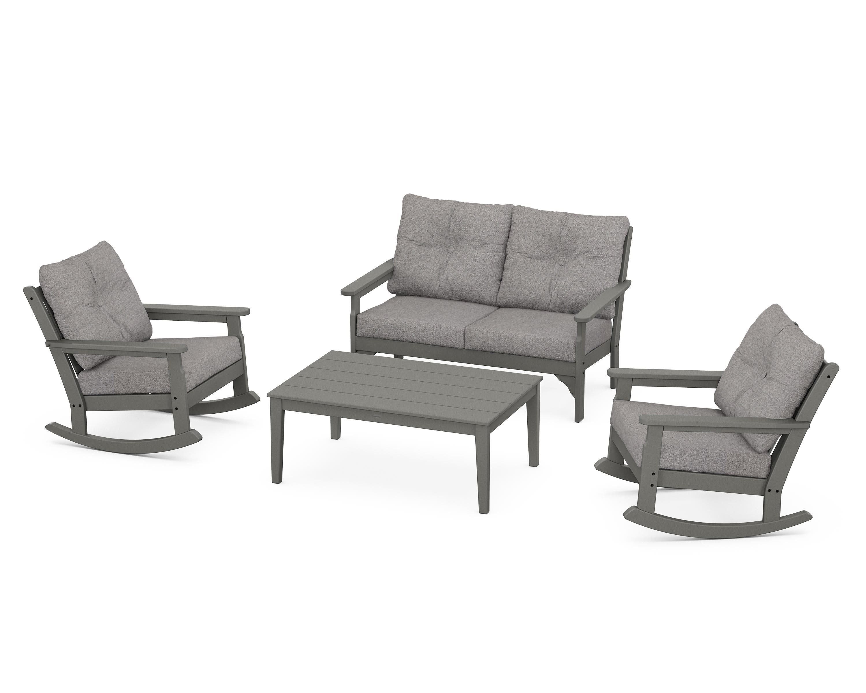 Vineyard 4-Piece Deep Seating Rocking Chair Set in Slate Grey / Grey Mist