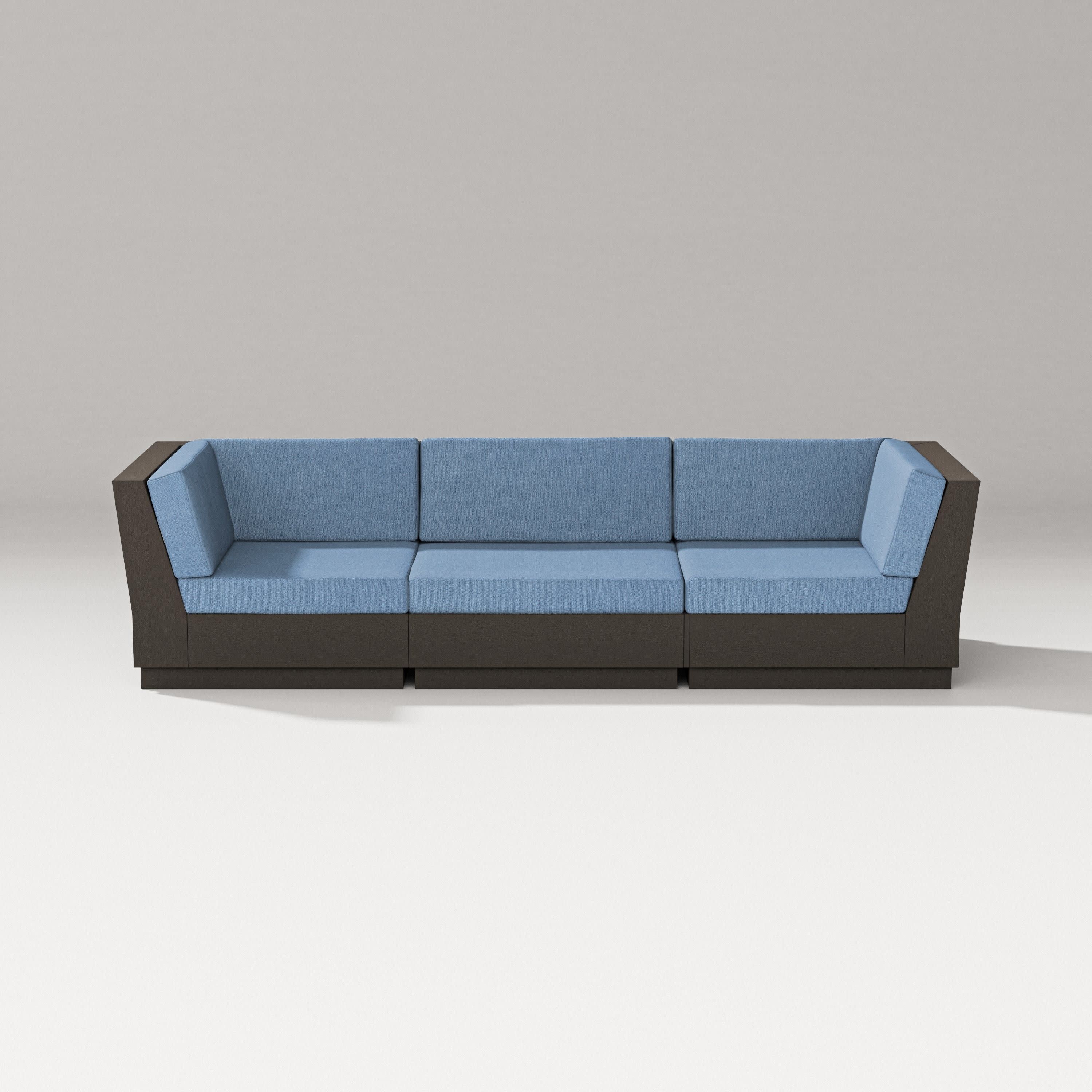 Elevate Sofa Sectional in Vintage Coffee / Sky Blue