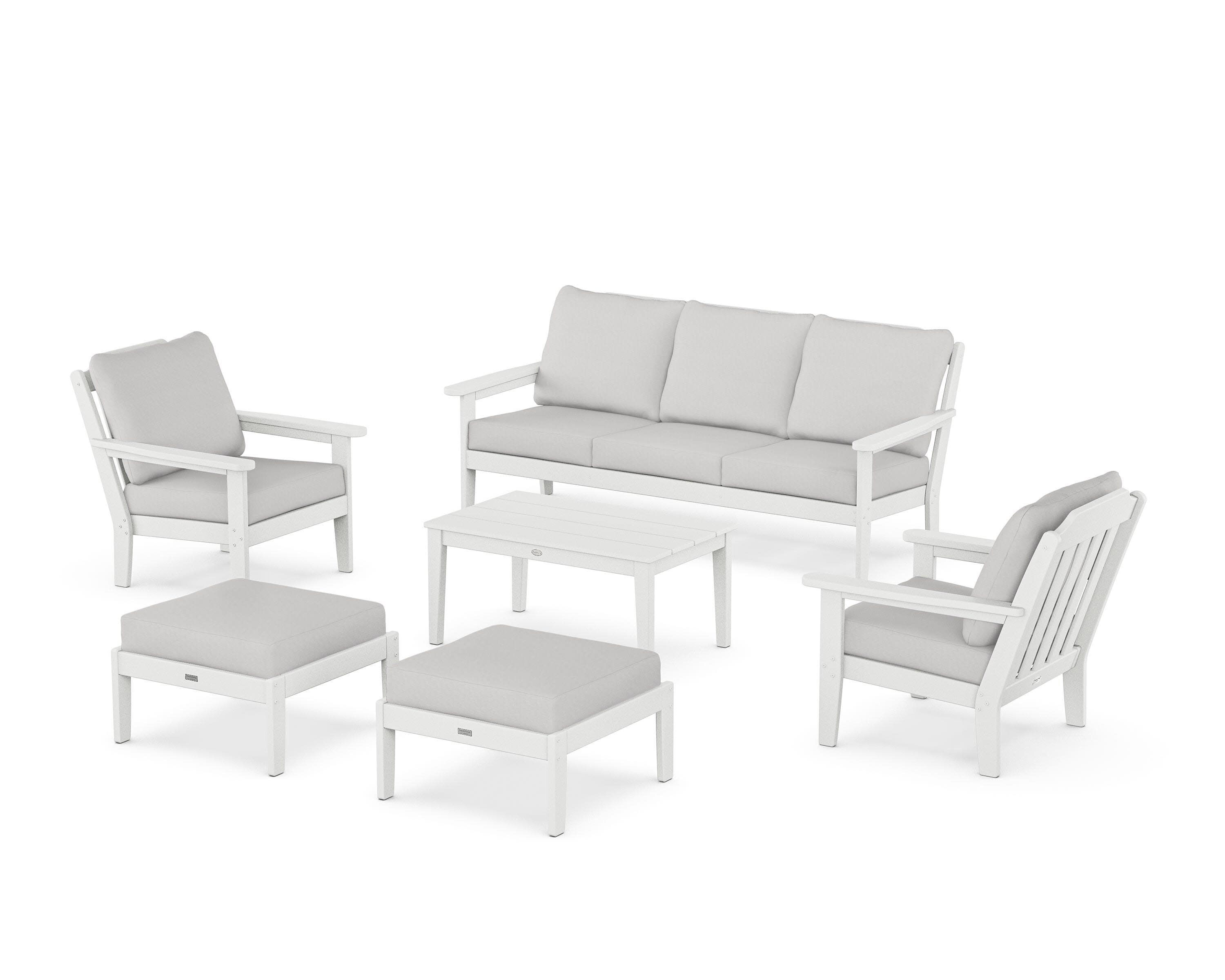 Cottage 6-Piece Lounge Sofa Set in White / Diamond in the Rough