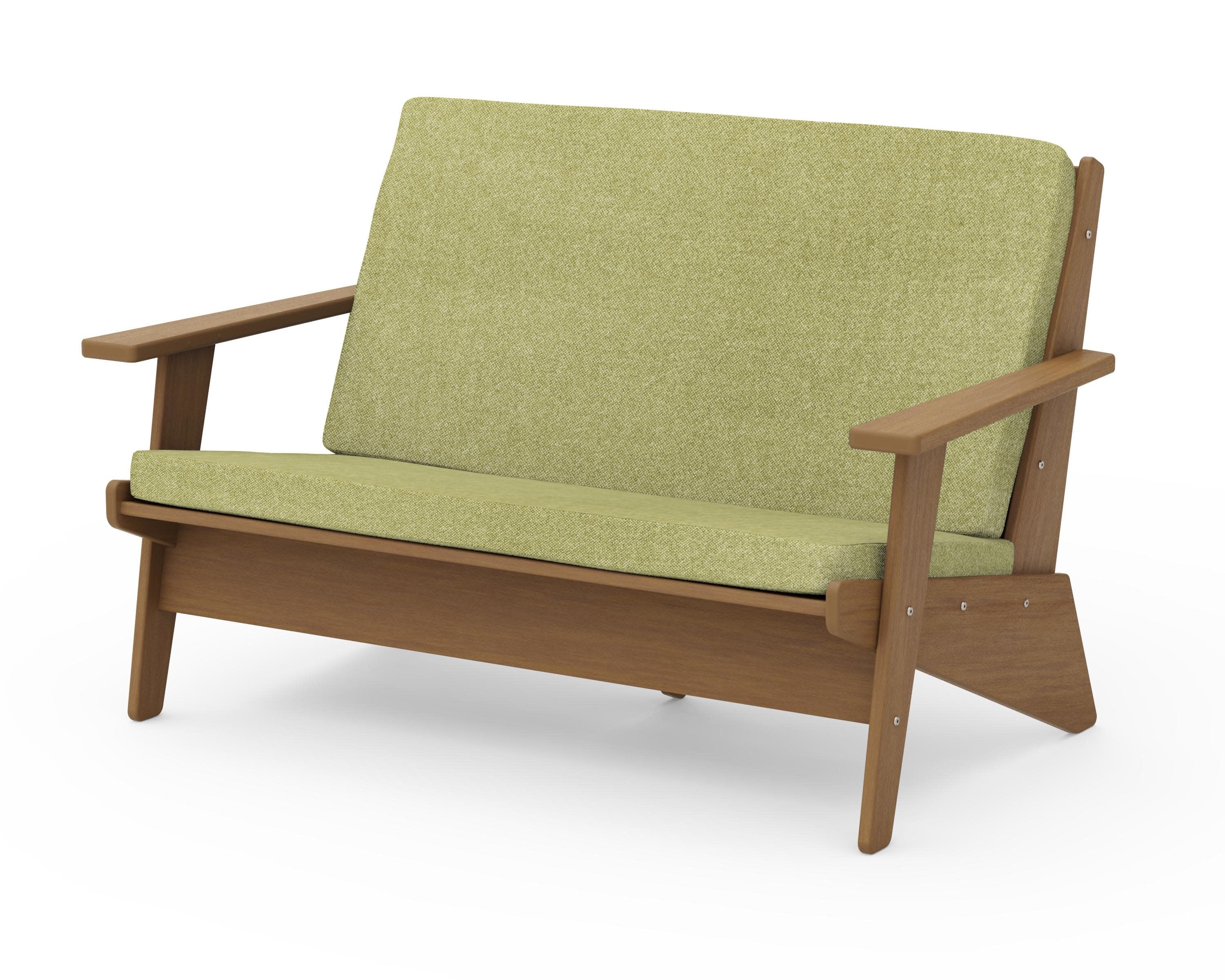 Riviera Modern Lounge Loveseat in Natural / Chartreuse Boucle