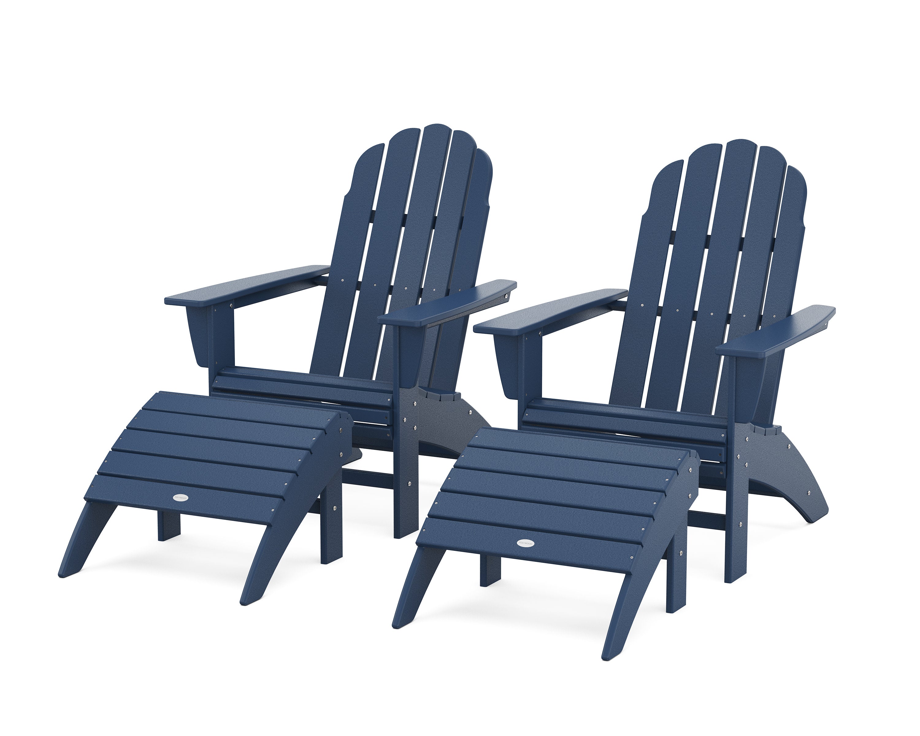 Vineyard Curveback Adirondack Chair 4-Piece Set with Ottomans in Navy