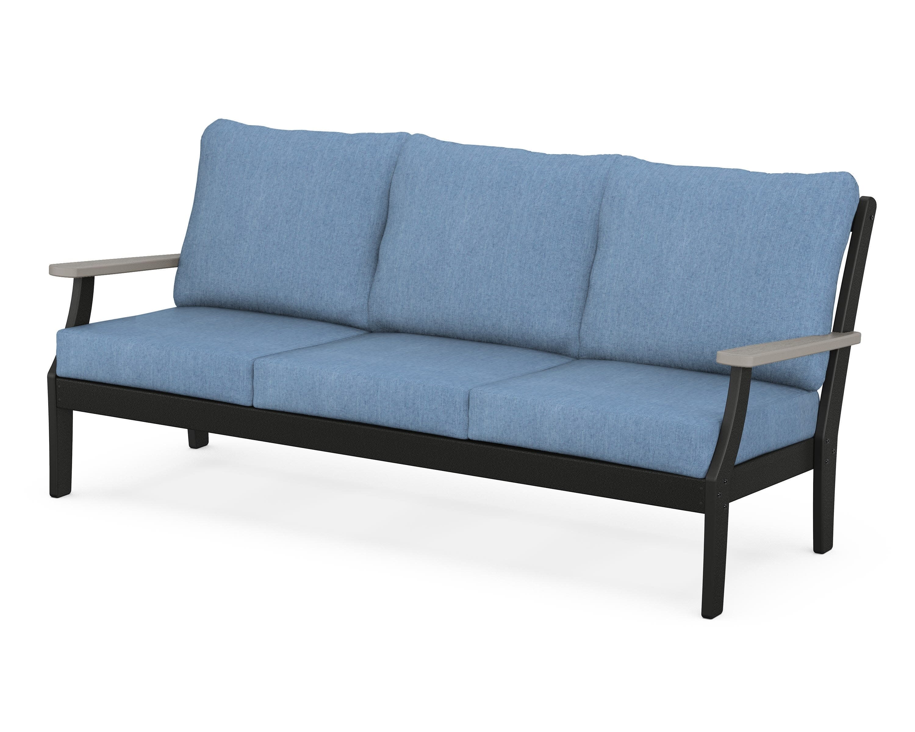 Braxton Deep Seating Sofa in Black / Driftwood / Sky Blue