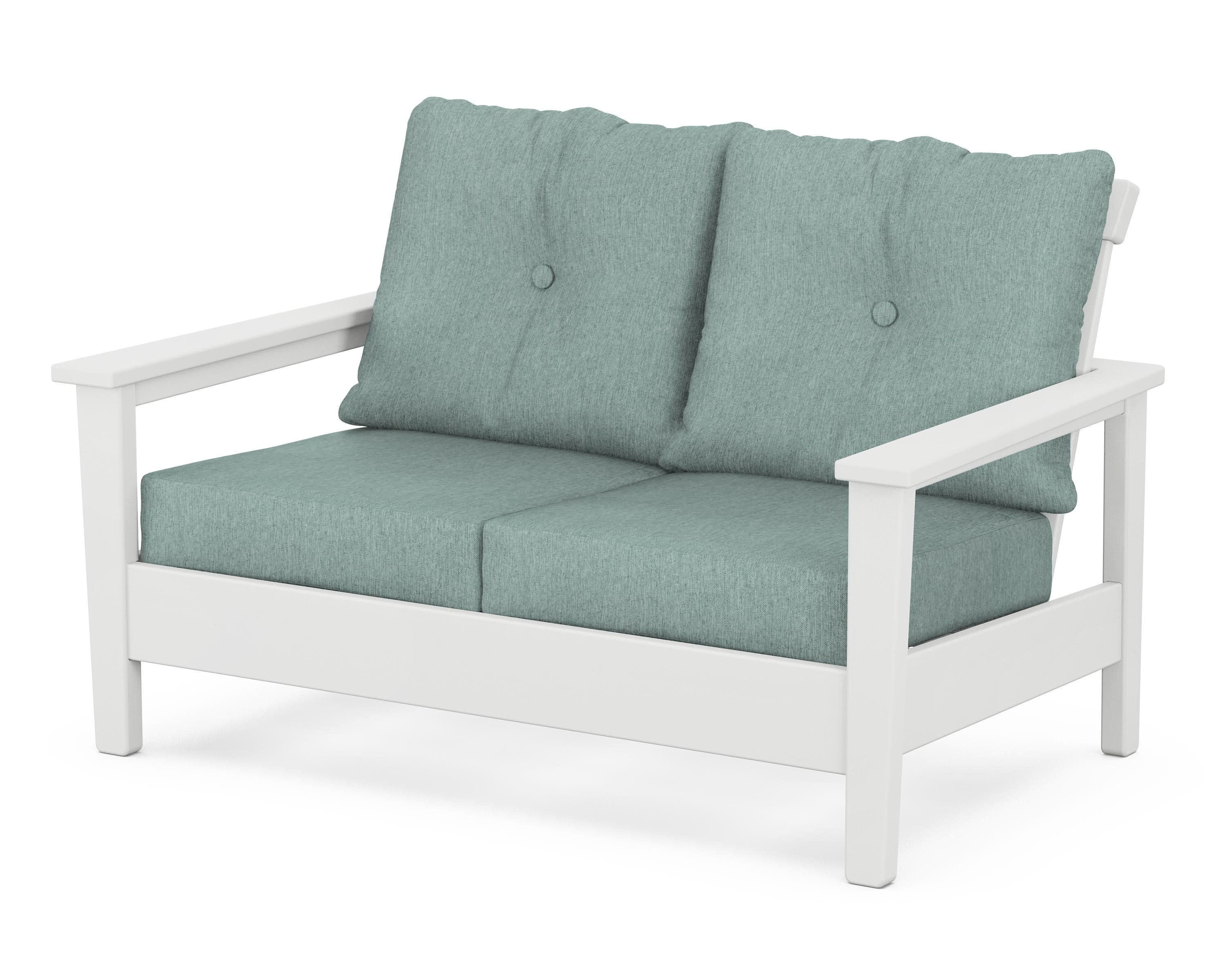 Prescott Deep Seating Loveseat in White / Glacier Spa