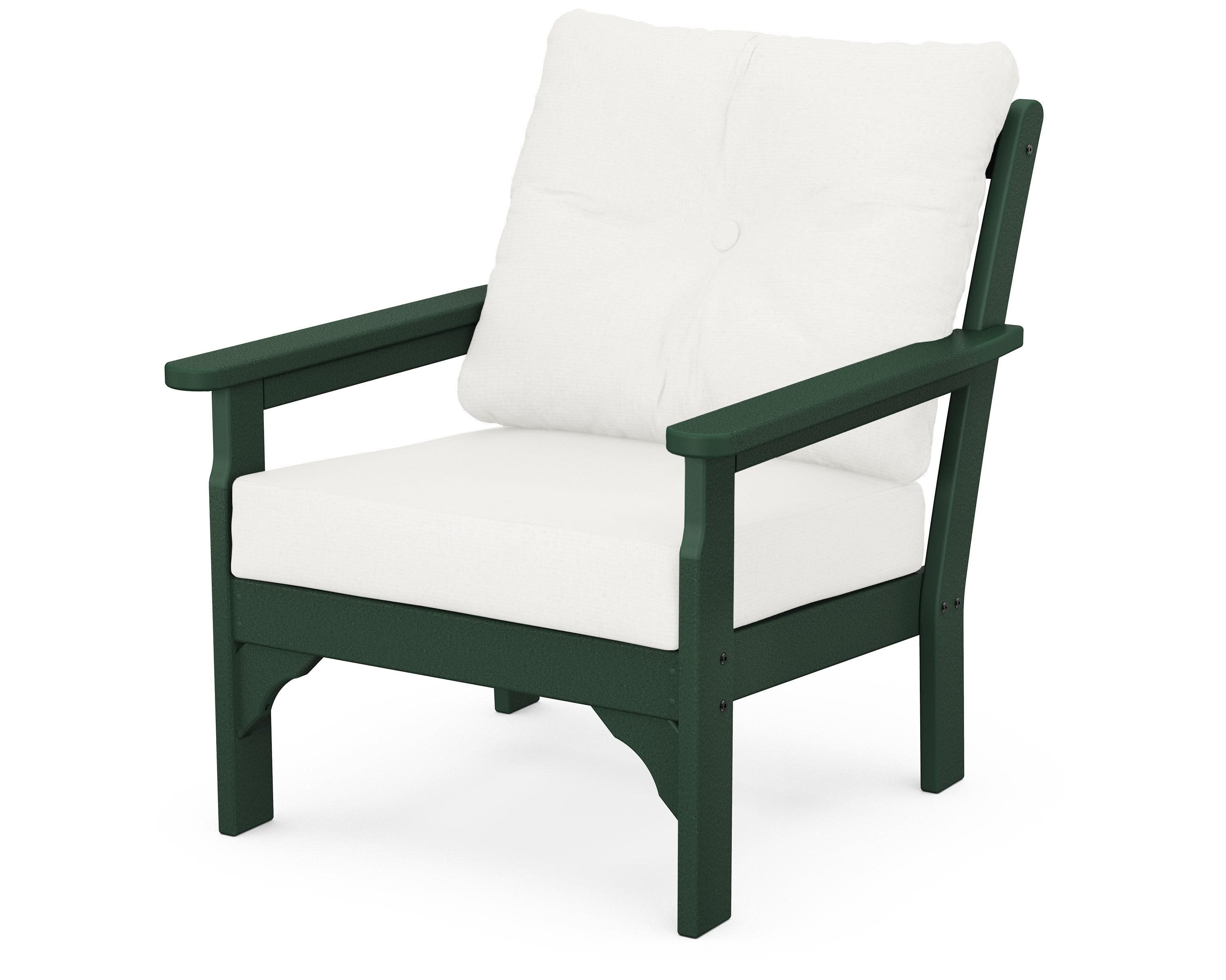 Vineyard Deep Seating Chair in Green / Natural Linen