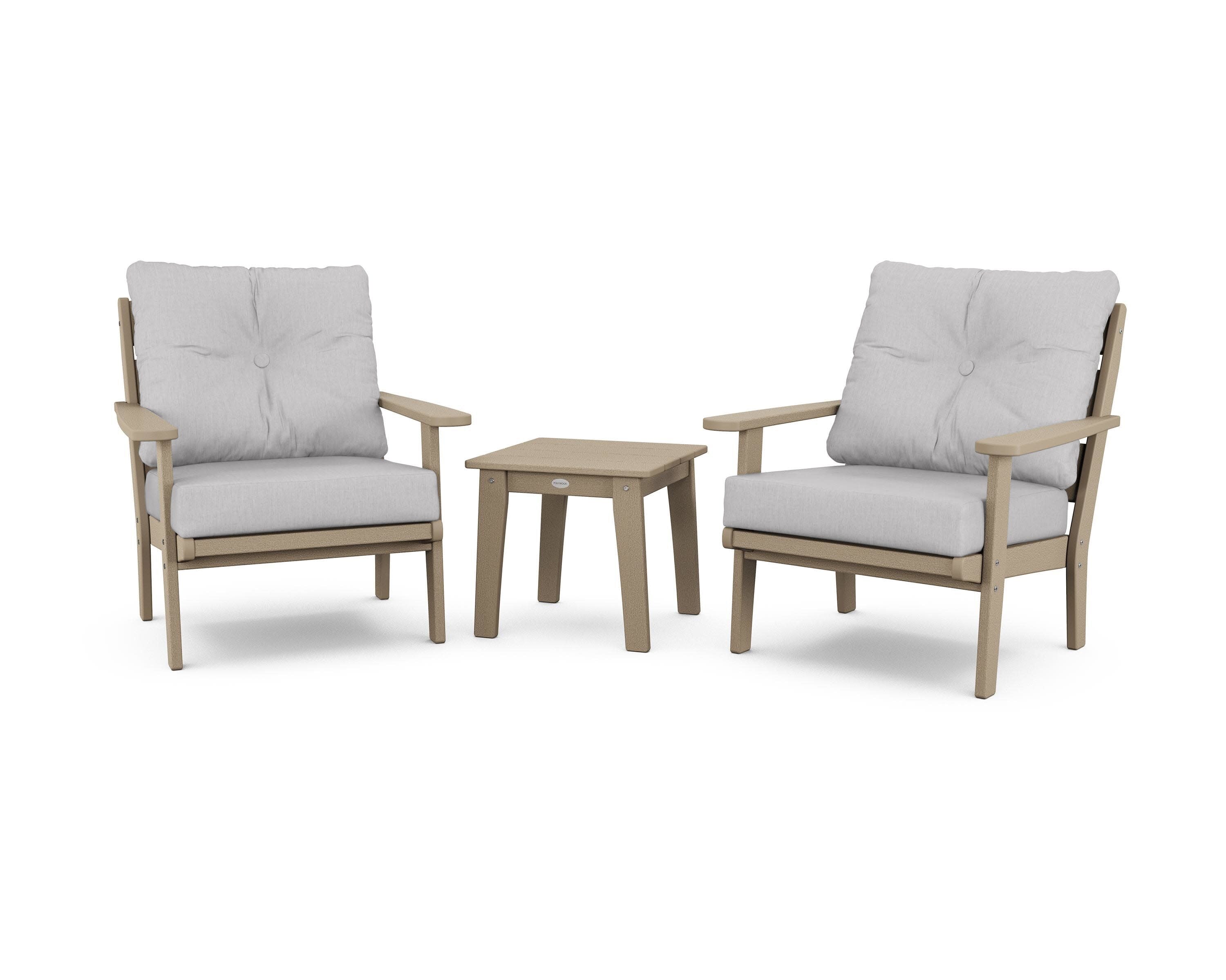 Lakeside 3-Piece Deep Seating Chair Set in Vintage Sahara / Granite