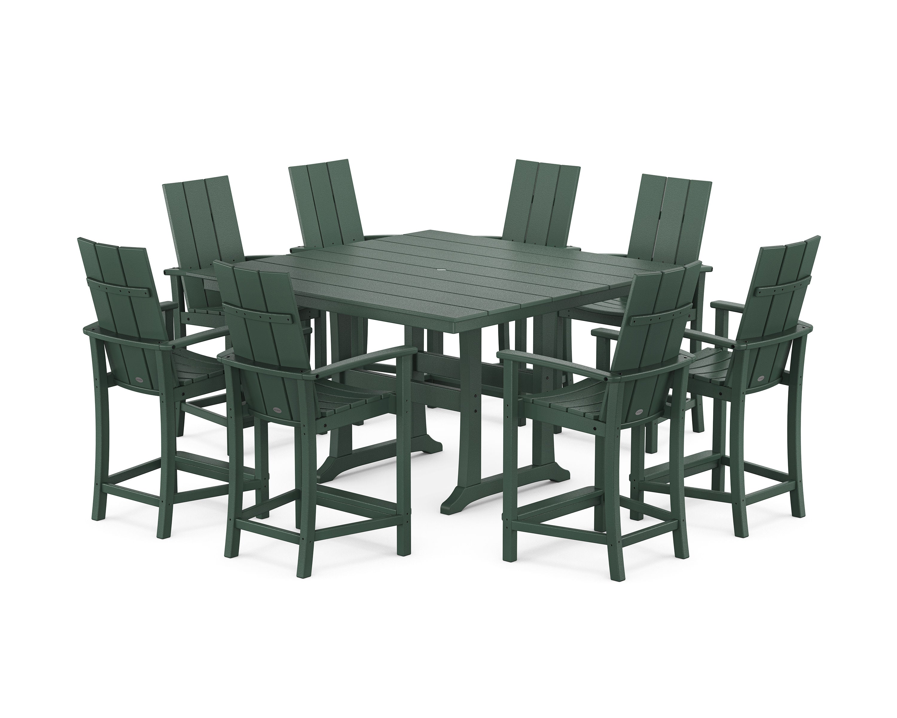 Modern Adirondack 9-Piece Farmhouse Trestle Counter Set in Green