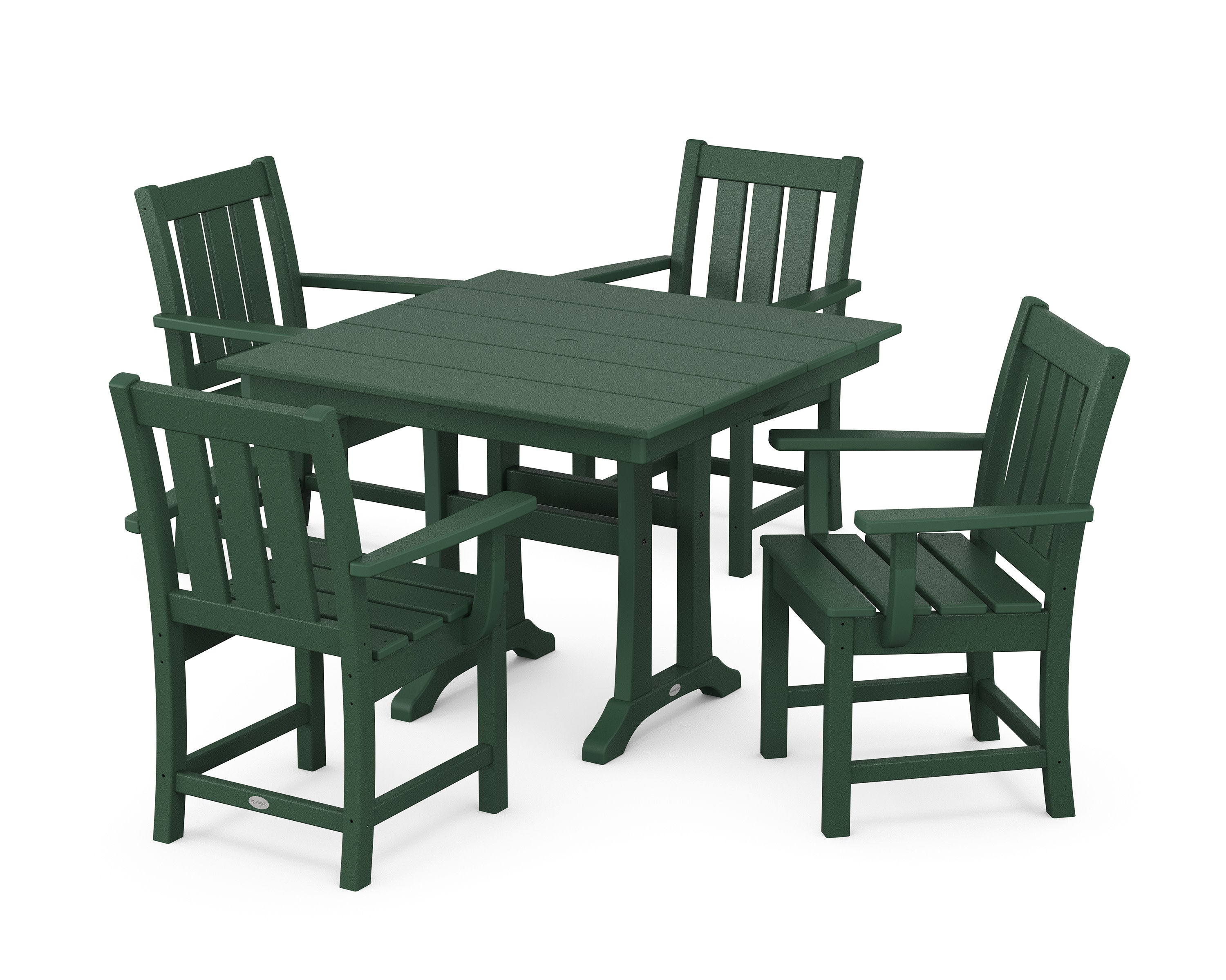 Oxford 5-Piece Farmhouse Dining Set with Trestle Legs in Green