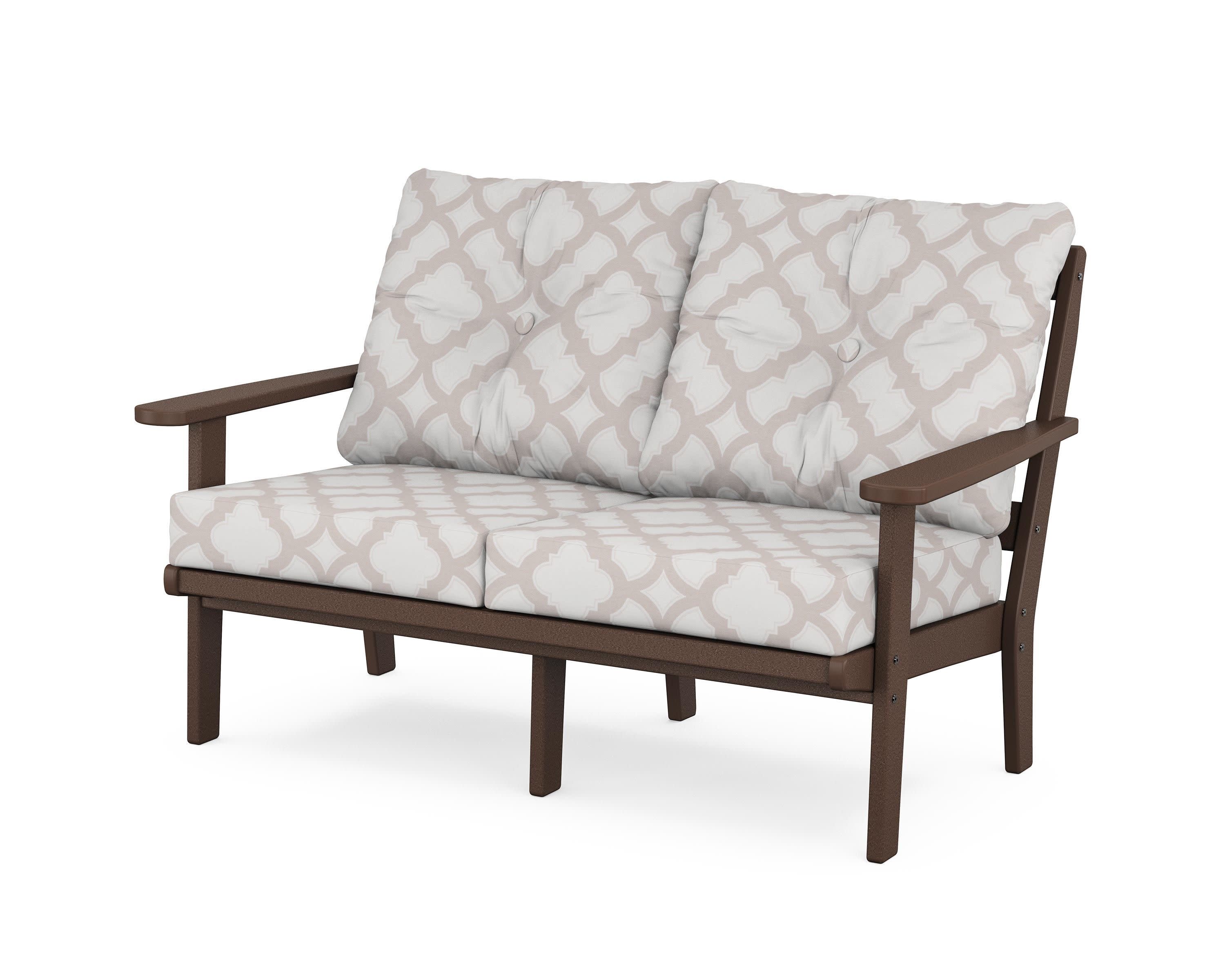 Mission Deep SeatingLoveseat in Mahogany / Trellis Dune Burlap