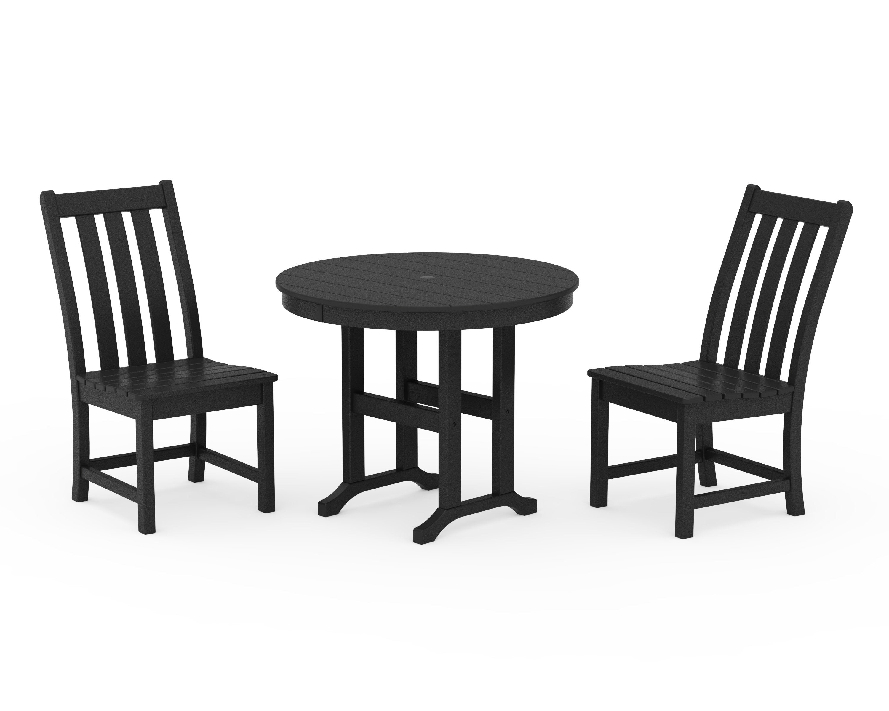 Vineyard Side Chair 3-Piece Round Dining Set in Black