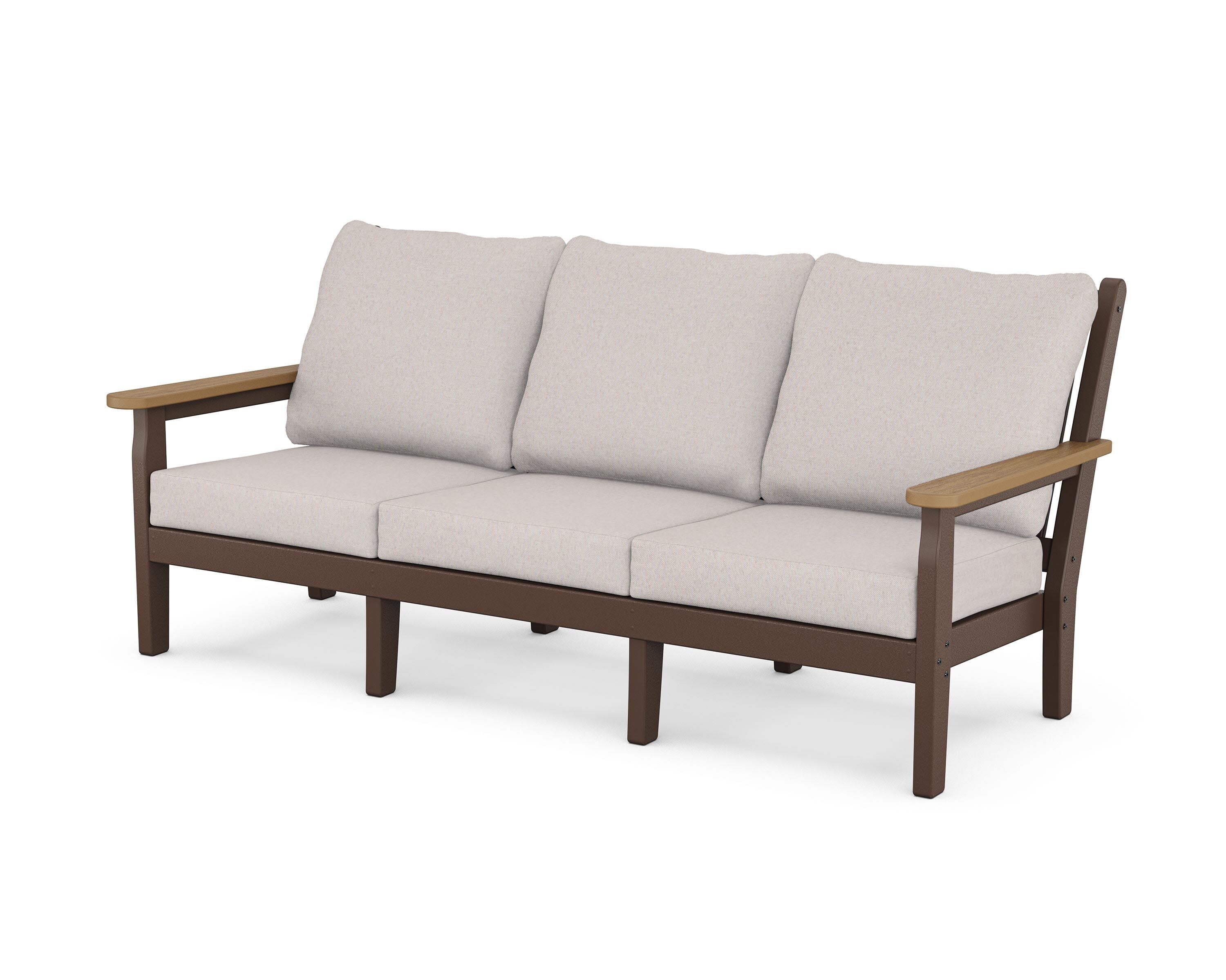 Chippendale Deep Seating Sofa in Mahogany / Natural / Dune Burlap