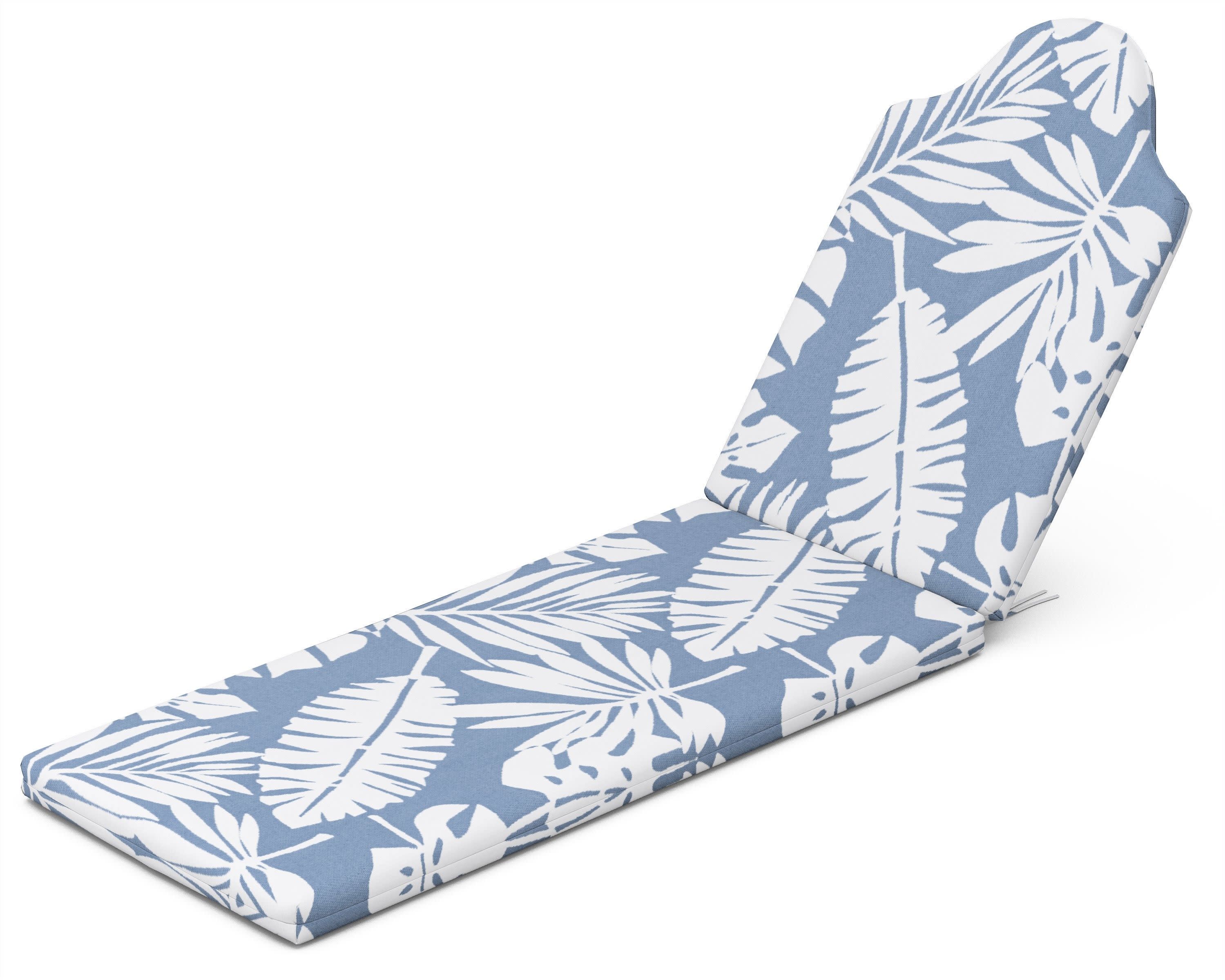 Chaise Cushion in Leaf Sky Blue