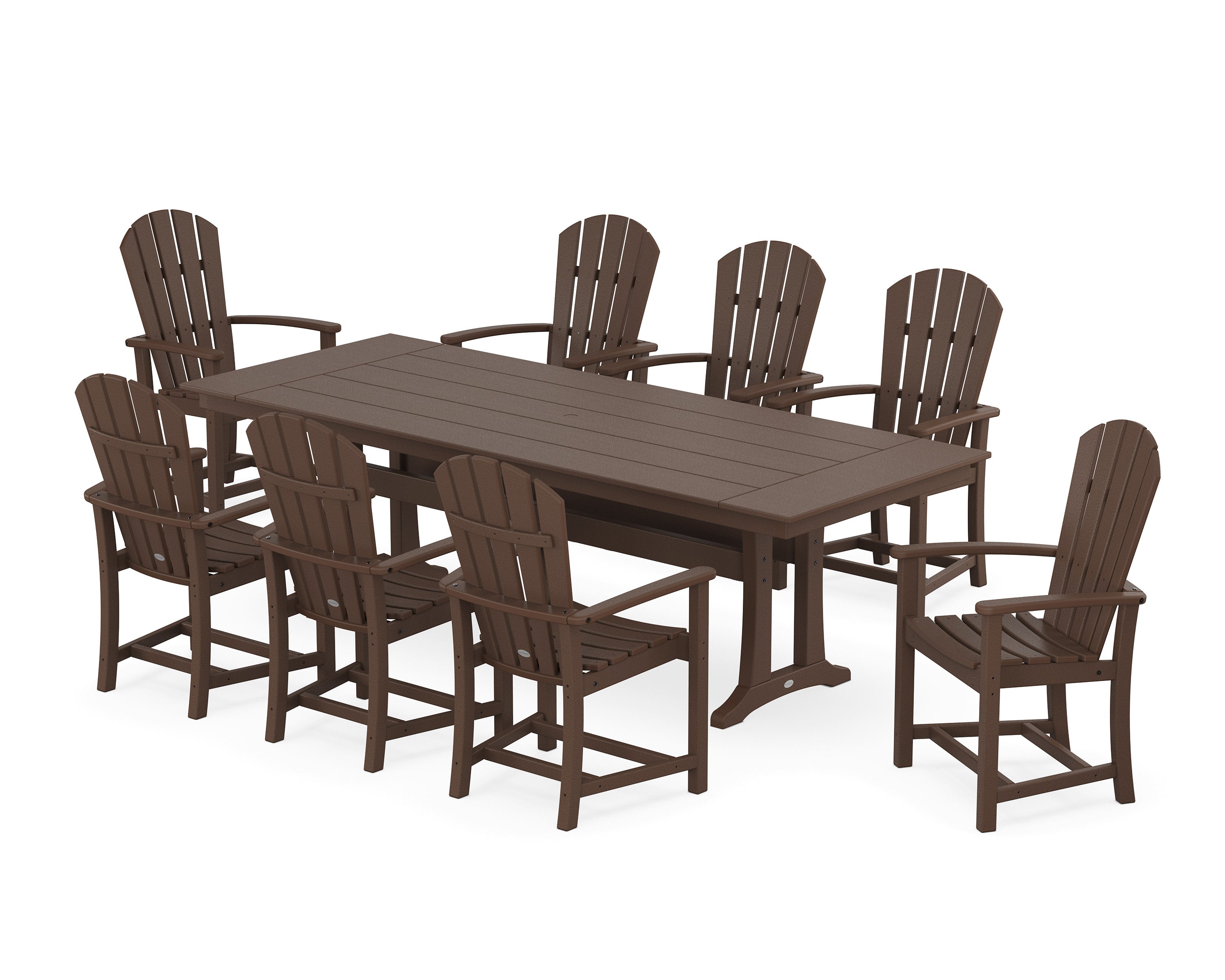 Palm Coast 9-Piece Farmhouse Dining Set with Trestle Legs in Mahogany