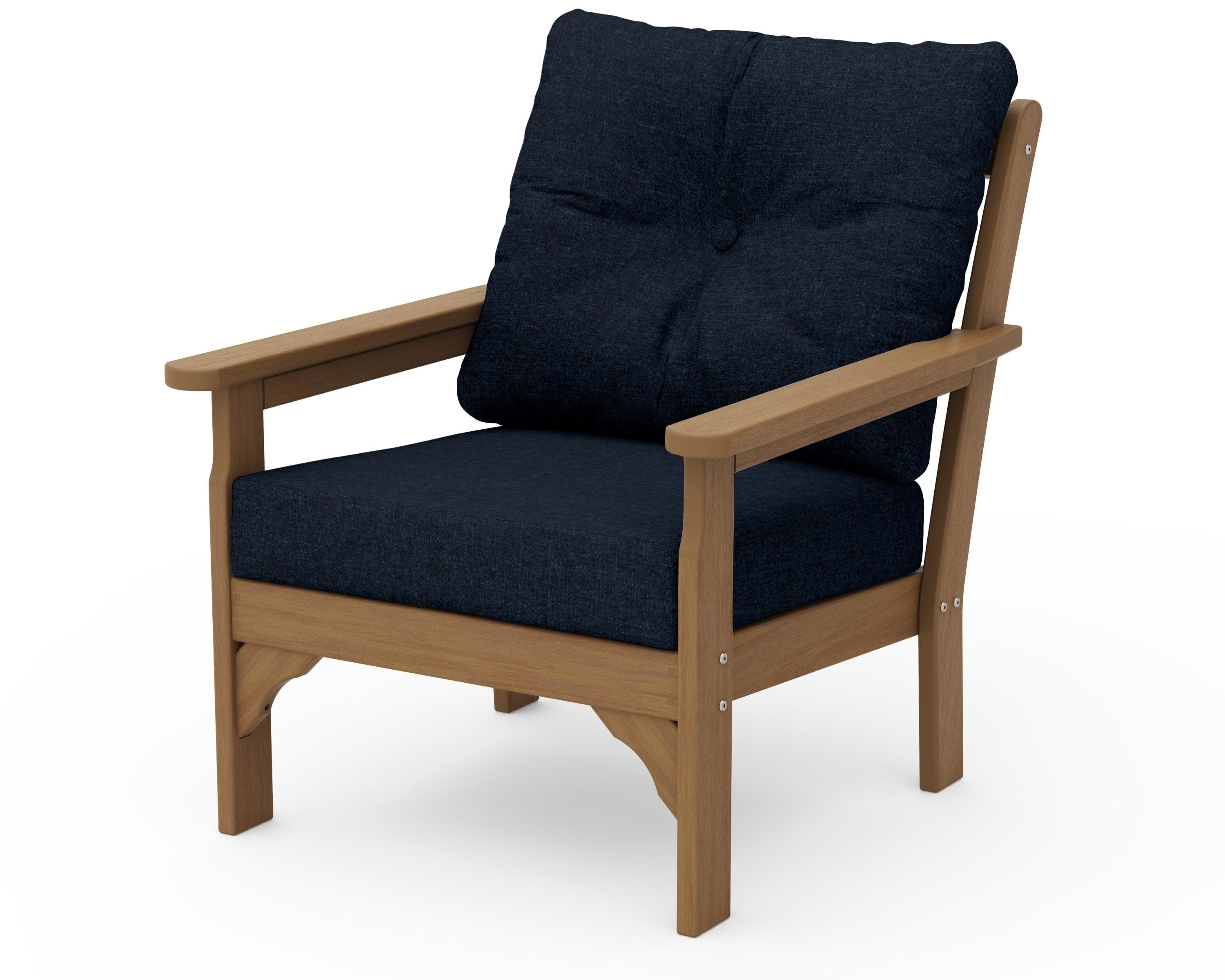 Vineyard Deep Seating Chair in Natural / Marine Indigo